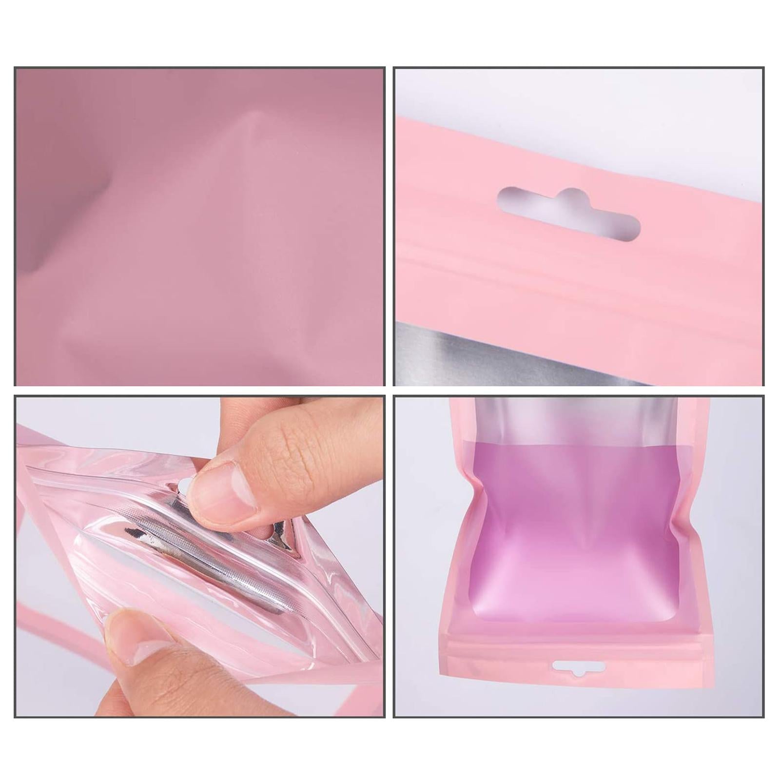 100x Mylar Bag Food Storage Container Snacks Jewelry Packing Storing Pink S