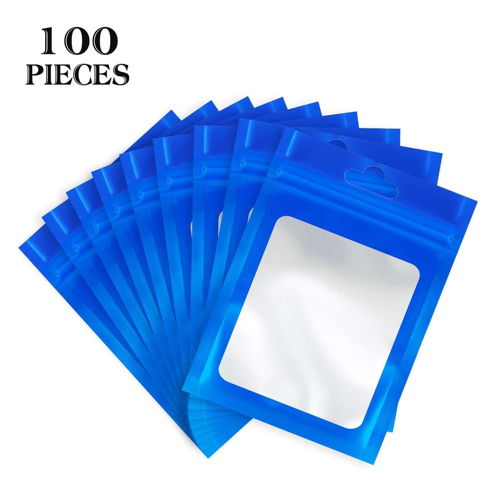 100x Mylar Bag Food Storage Container Snacks Jewelry Packing Storing Blue S