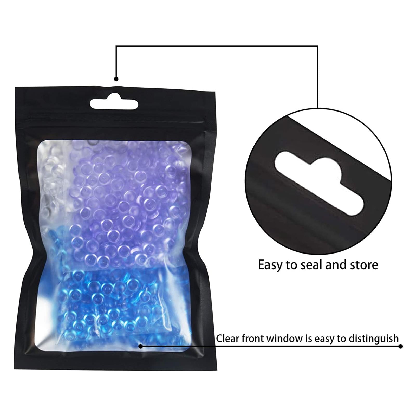 100x Mylar Bag Food Storage Container Snacks Jewelry Packing Storing Black M