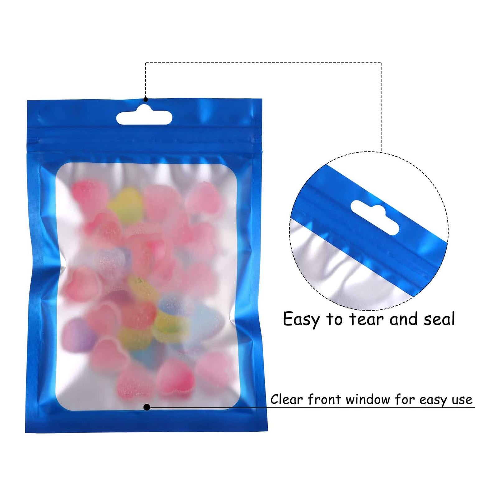 100x Mylar Bag Food Storage Container Snacks Jewelry Packing Storing Blue M
