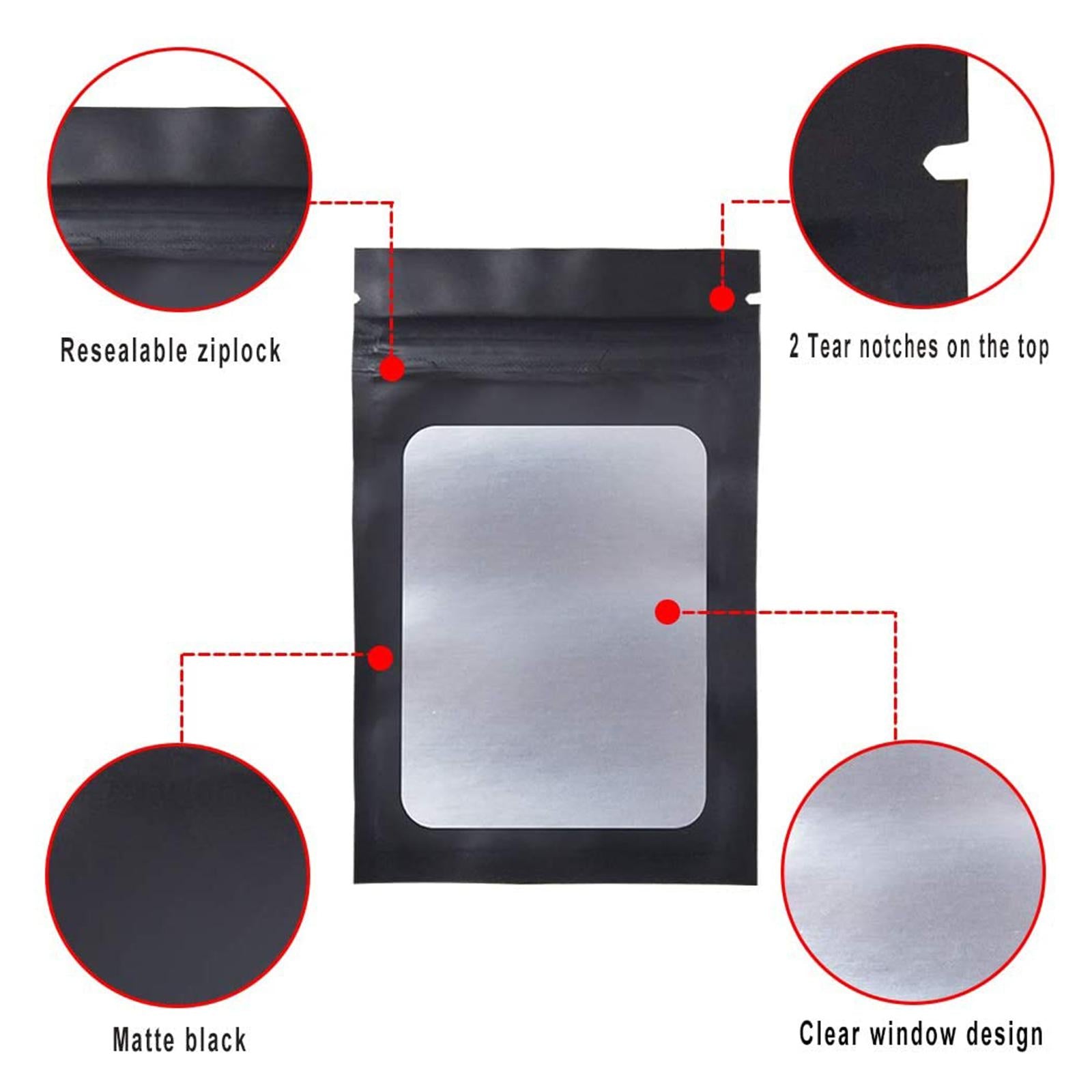 100x Mylar Bag Food Storage Container Snacks Jewelry Packing Storing Black L