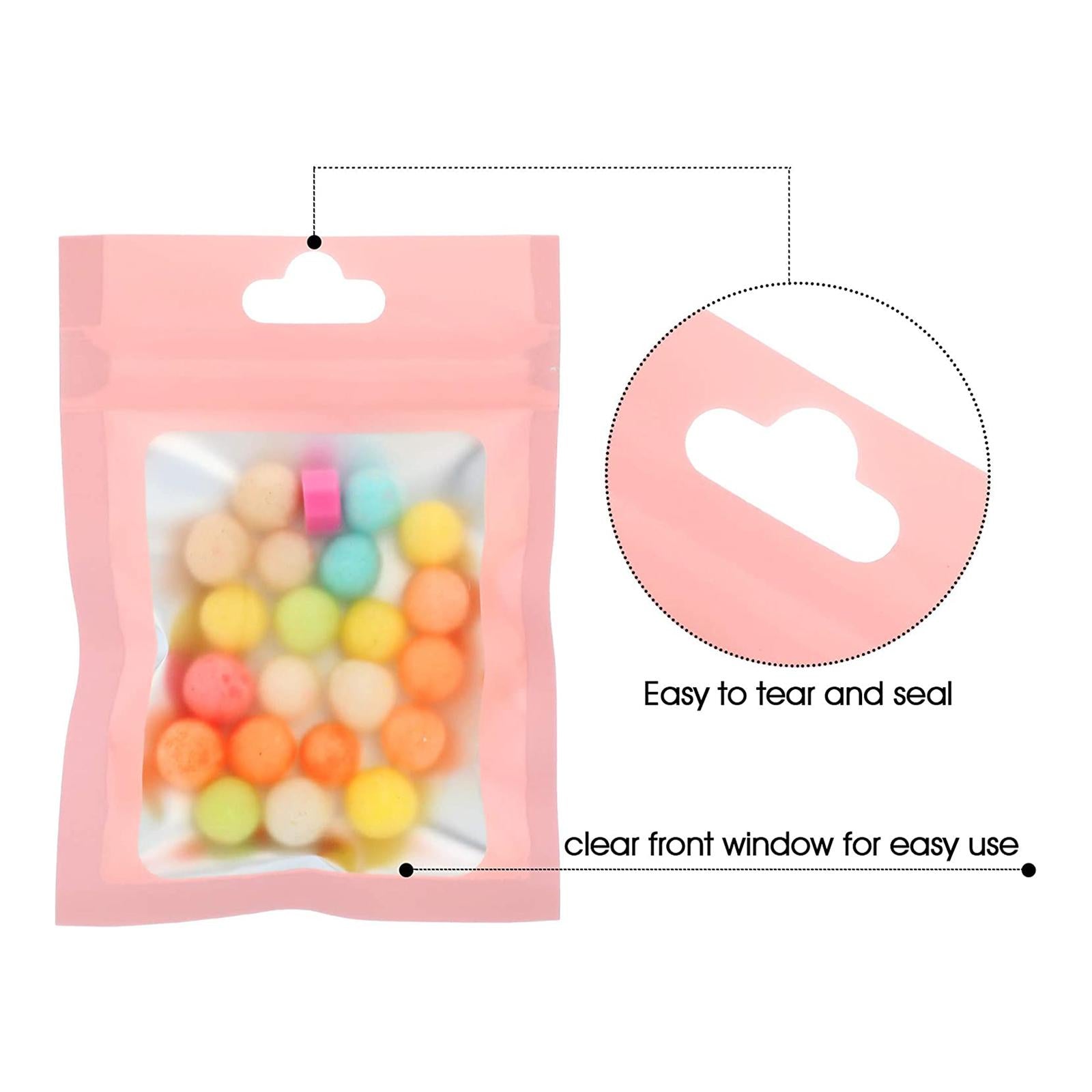 100x Mylar Bag Food Storage Container Snacks Jewelry Packing Storing Pink L
