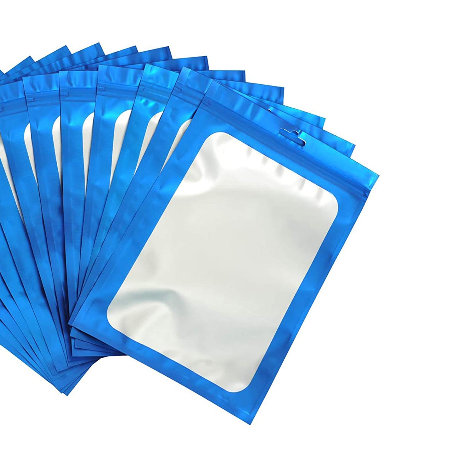 100x Mylar Bag Food Storage Container Snacks Jewelry Packing Storing Blue L