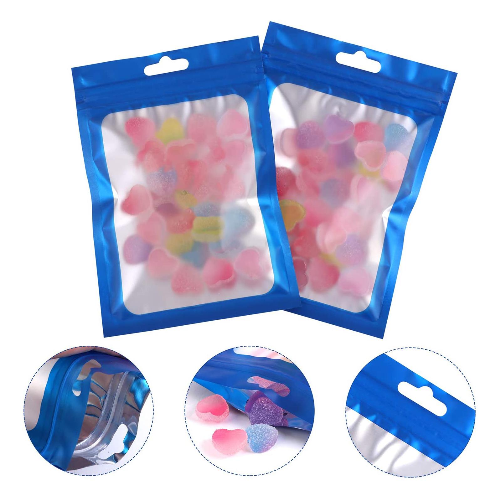 100x Mylar Bag Food Storage Container Snacks Jewelry Packing Storing Blue L