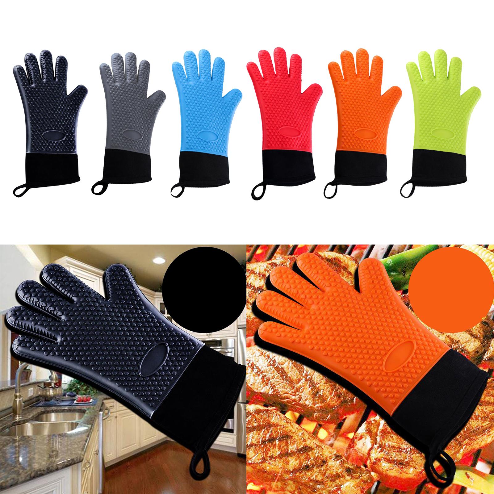 Premium Oven Gloves Insulated Long Anti-scalding Mitts for Cooking black