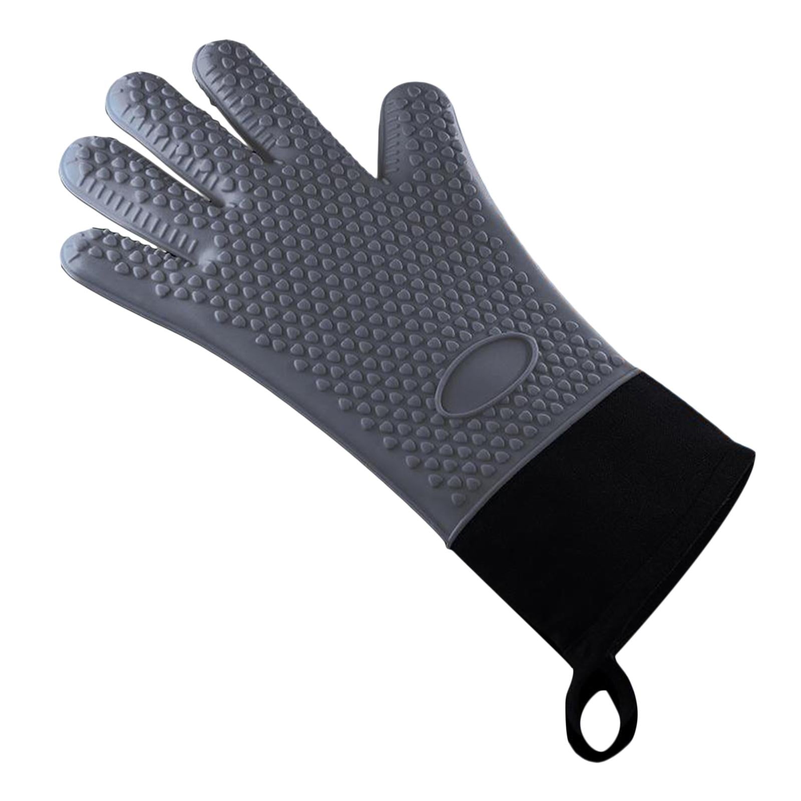 Premium Oven Gloves Insulated Long Anti-scalding Mitts for Cooking gray
