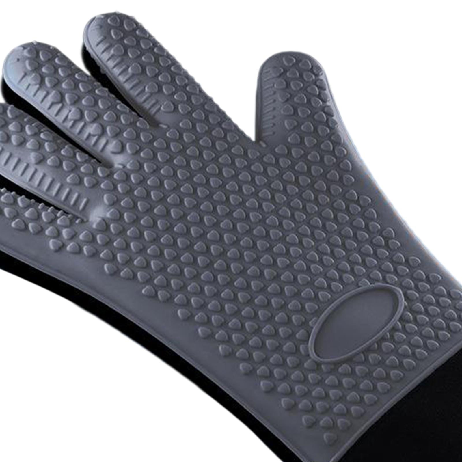 Premium Oven Gloves Insulated Long Anti-scalding Mitts for Cooking gray