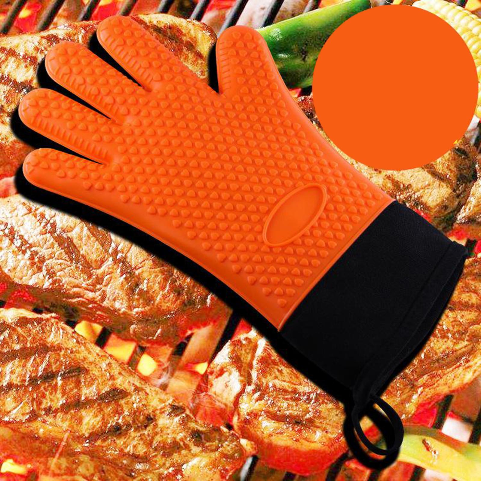 Premium Oven Gloves Insulated Long Anti-scalding Mitts for Cooking orange