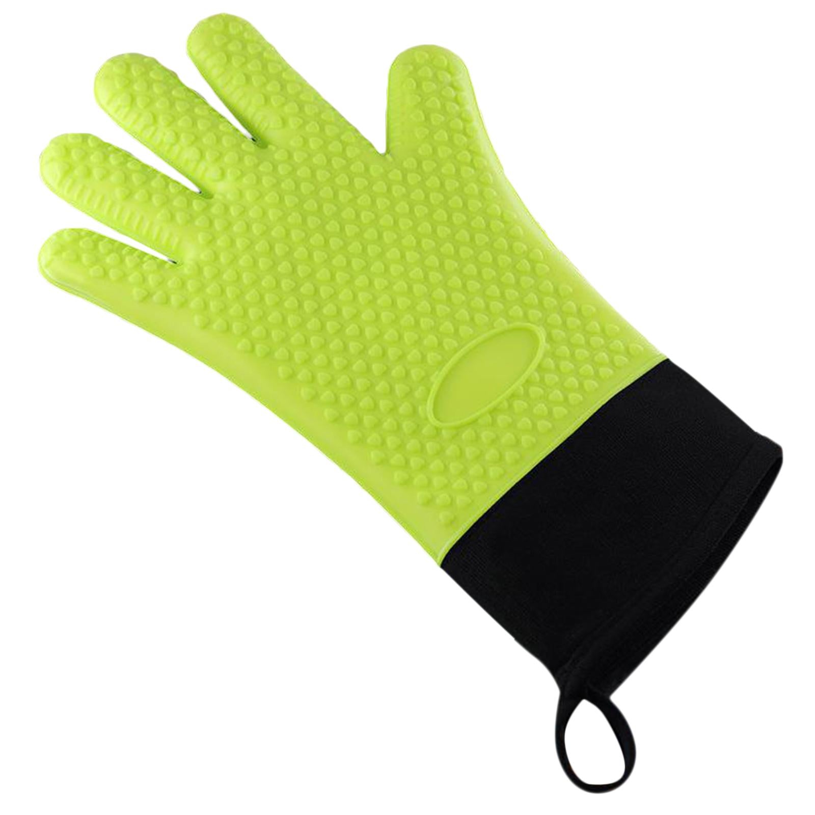 Premium Oven Gloves Insulated Long Anti-scalding Mitts for Cooking green