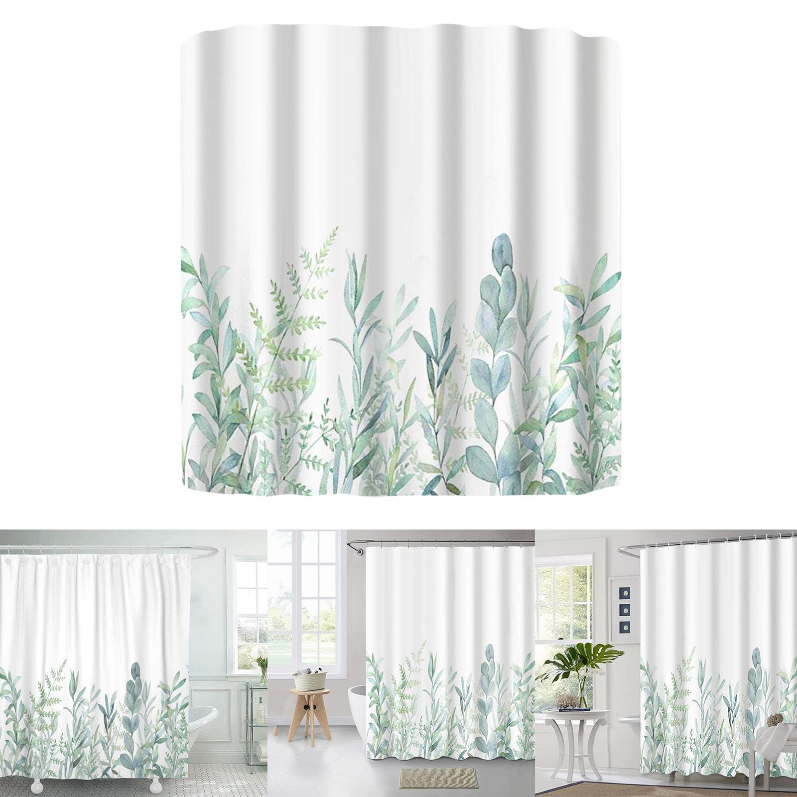 Waterproof Shower Curtain 12 Free Hooks Polyester Fabric Bathroom Curtain