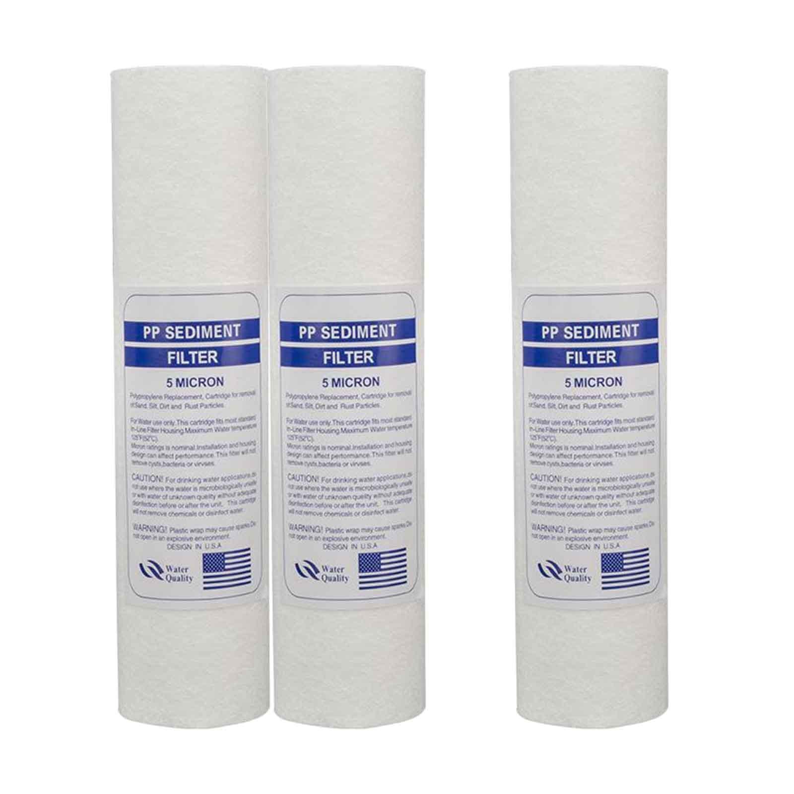 3 Pieces 10 inch Water Purifier Filter PP Cotton Sediment Filter Replacement 5 Micron