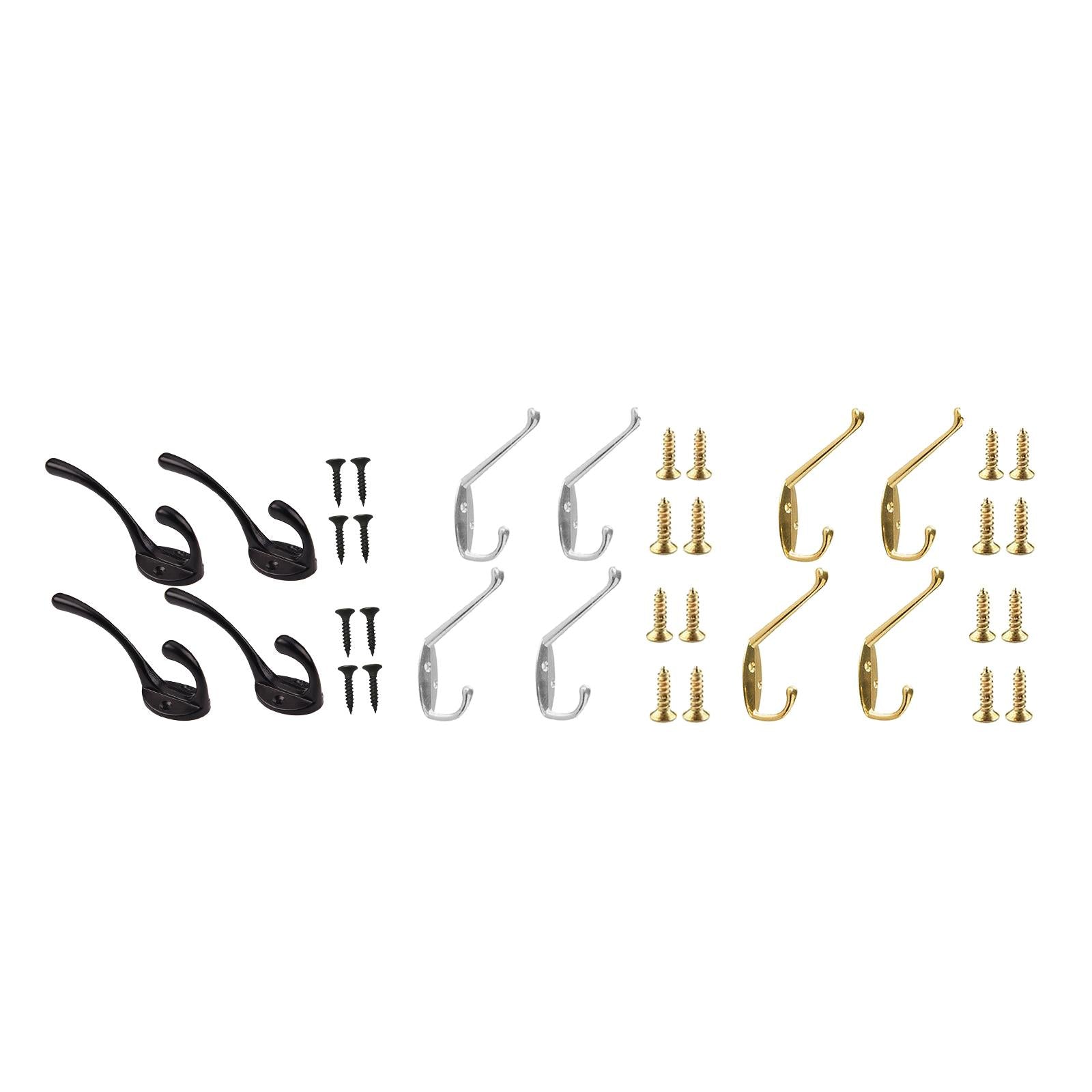 4x Wall-mounted Clothes Coat Hooks Key Towel Hanger Bathroom Bedroom Silver