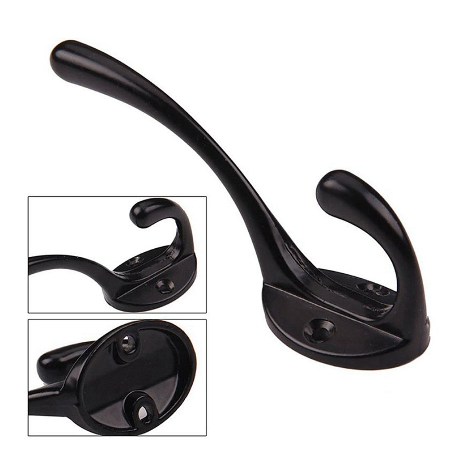 4x Wall-mounted Clothes Coat Hooks Key Towel Hanger Bathroom Bedroom Black