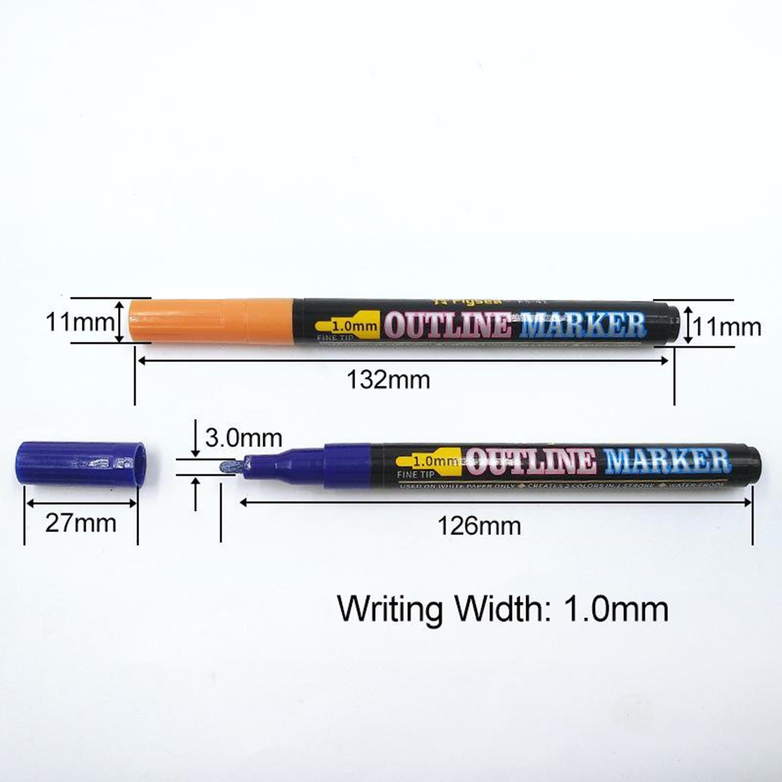Stationery Card Markers Drawing Pens 2 Line Outline Highlighter 12 Colors