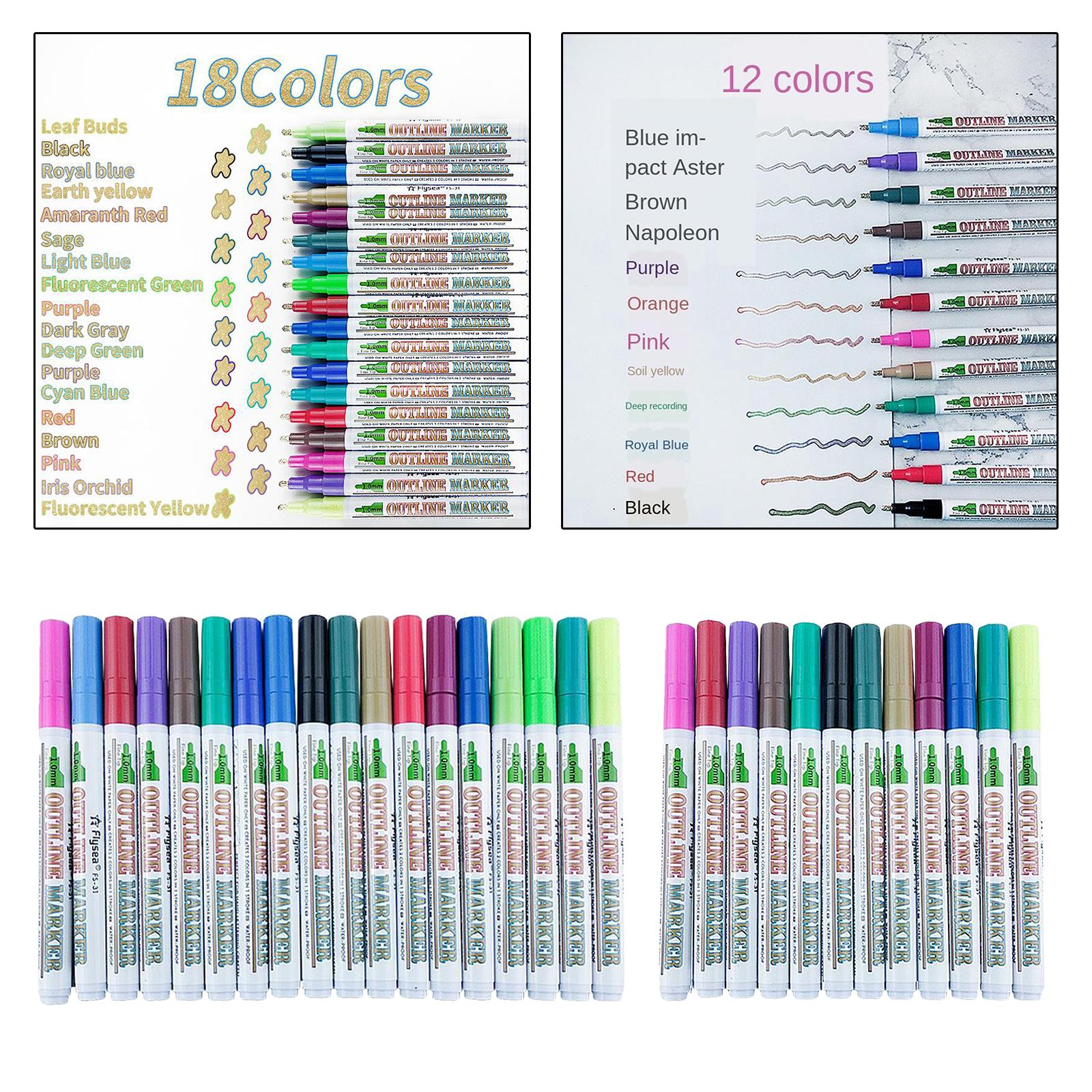 Paint Pens Sets Fine Art Marker Metal Glass Rock Waterproof 12 Colors