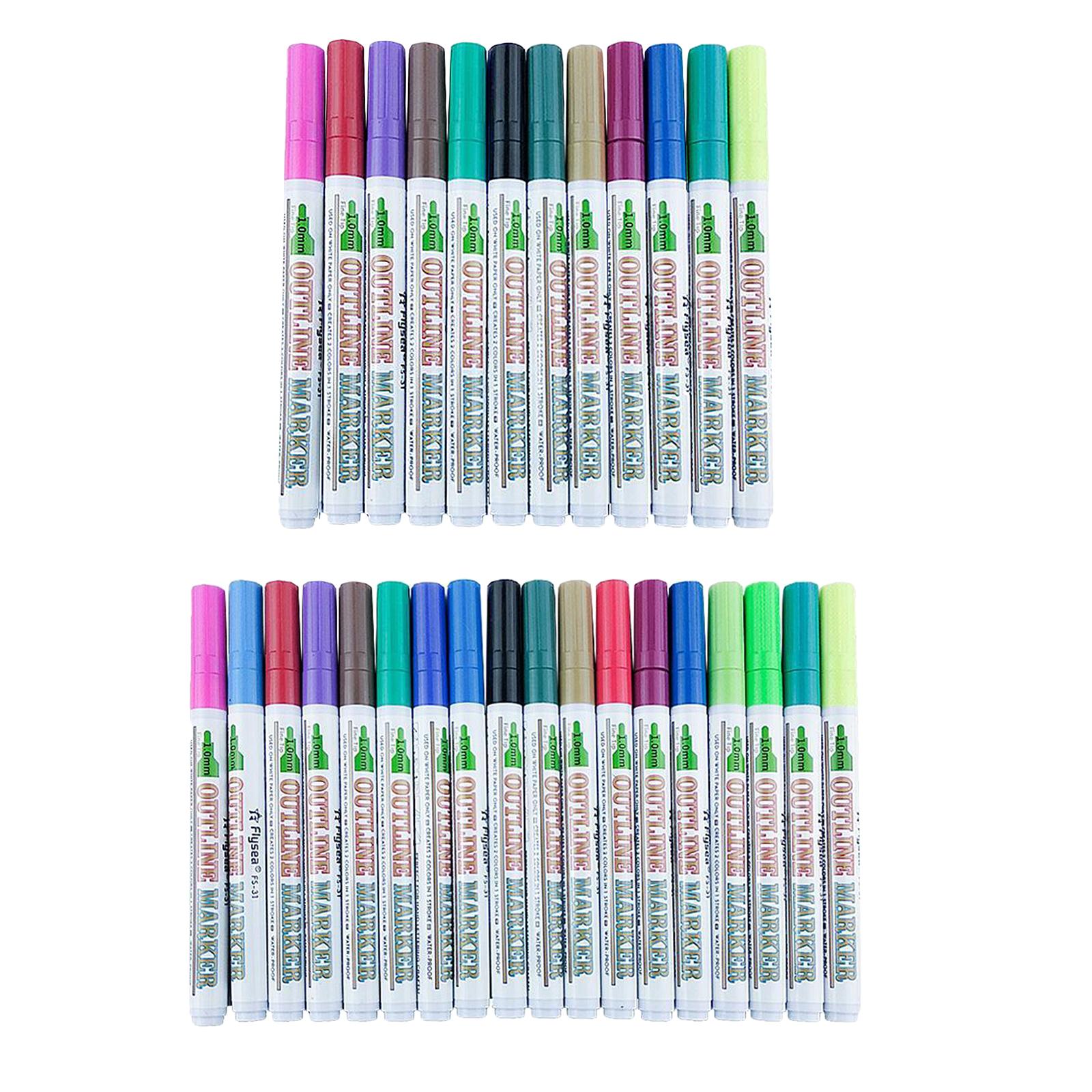 Paint Pens Sets Fine Art Marker Metal Glass Rock Waterproof 12 Colors
