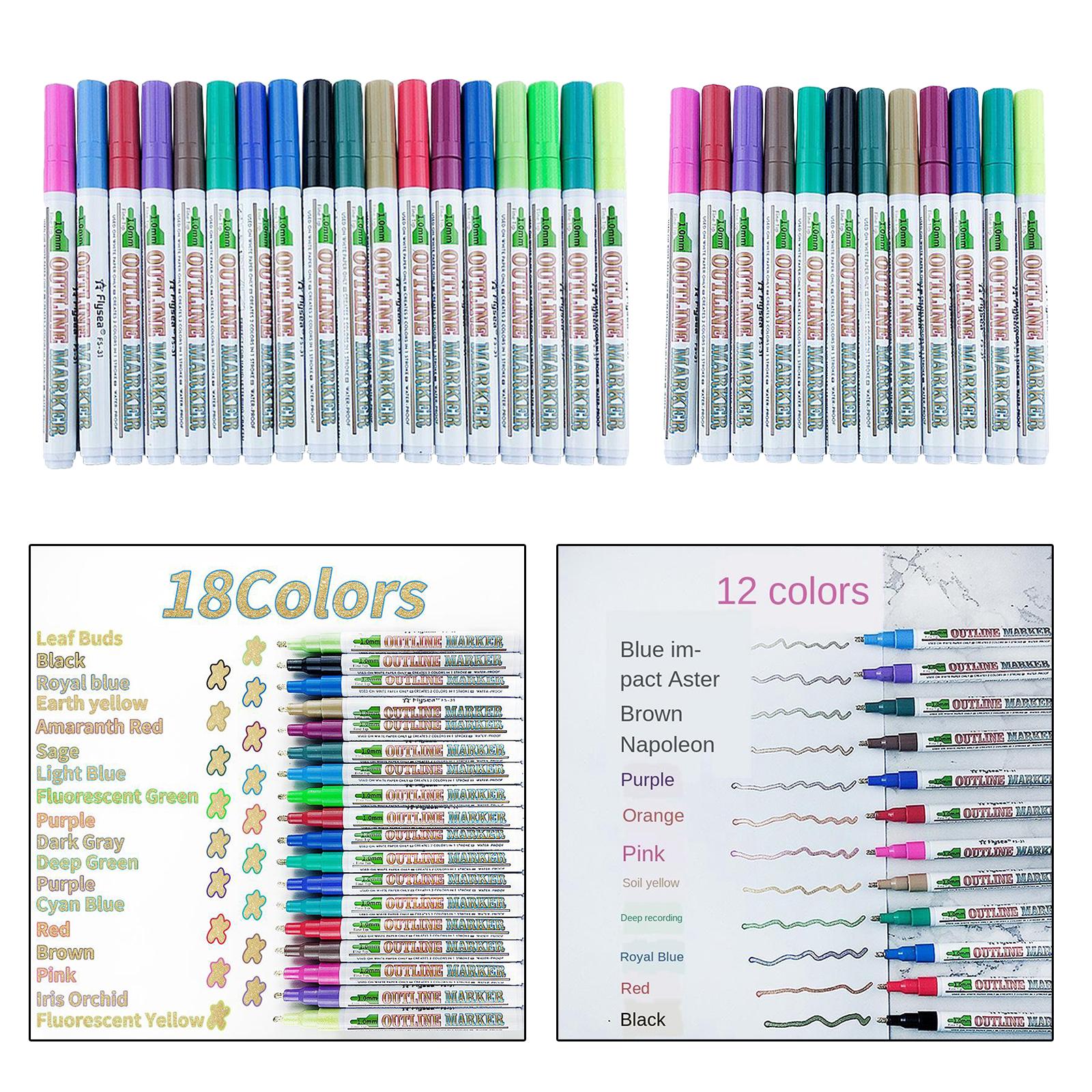 Paint Pens Sets Fine Art Marker Metal Glass Rock Waterproof 12 Colors