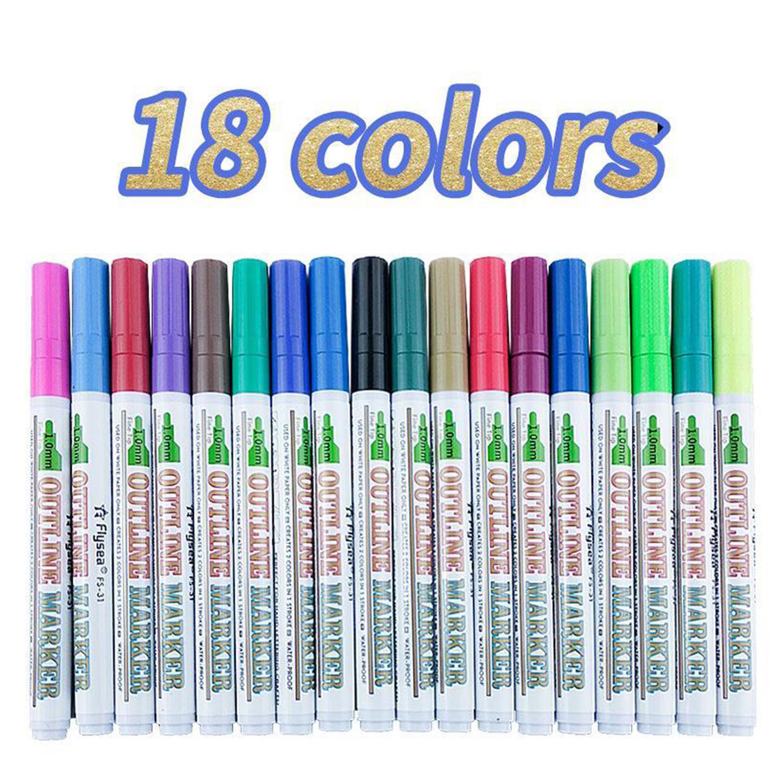 Paint Pens Sets Fine Art Marker Metal Glass Rock Waterproof 18 Colors