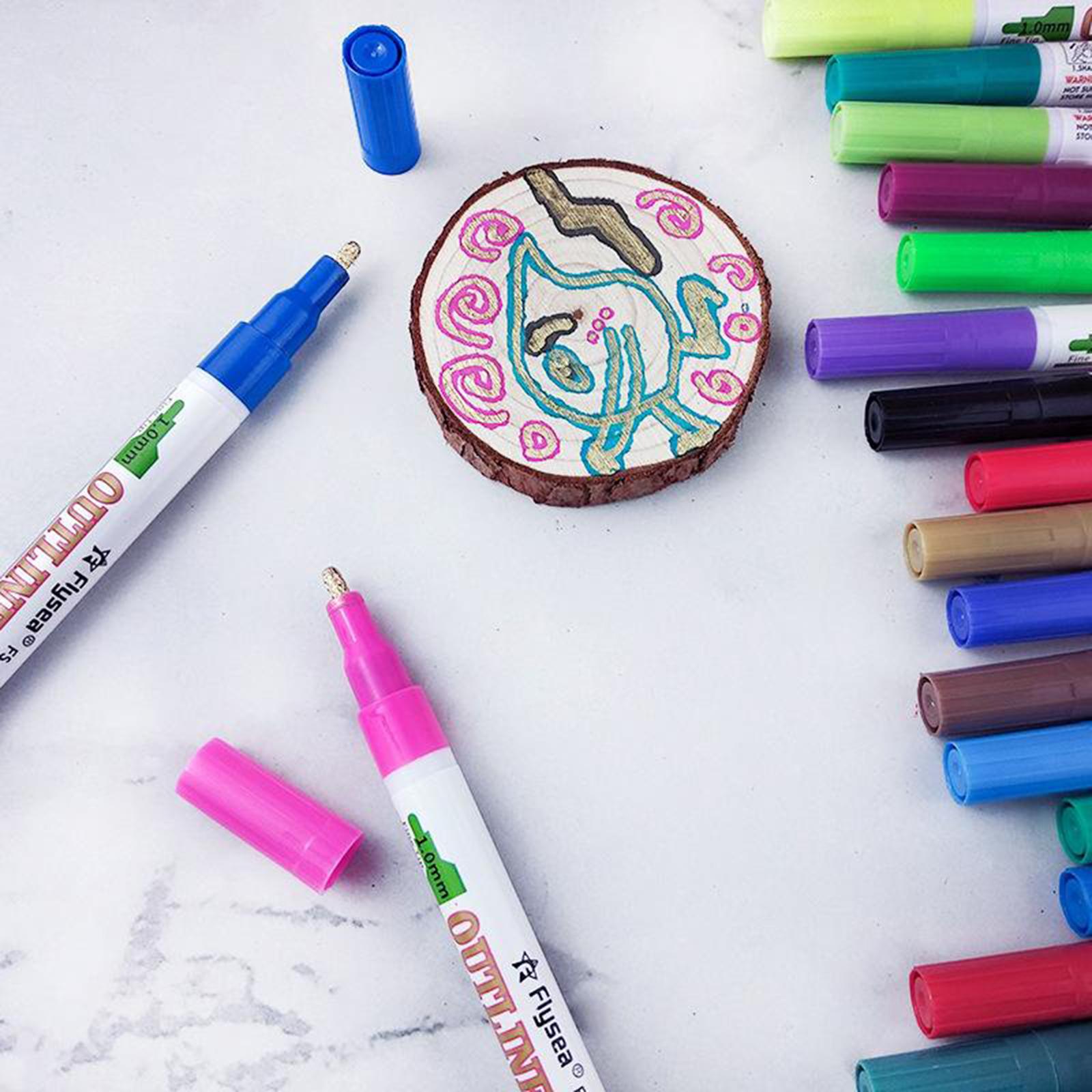 Paint Pens Sets Fine Art Marker Metal Glass Rock Waterproof 18 Colors