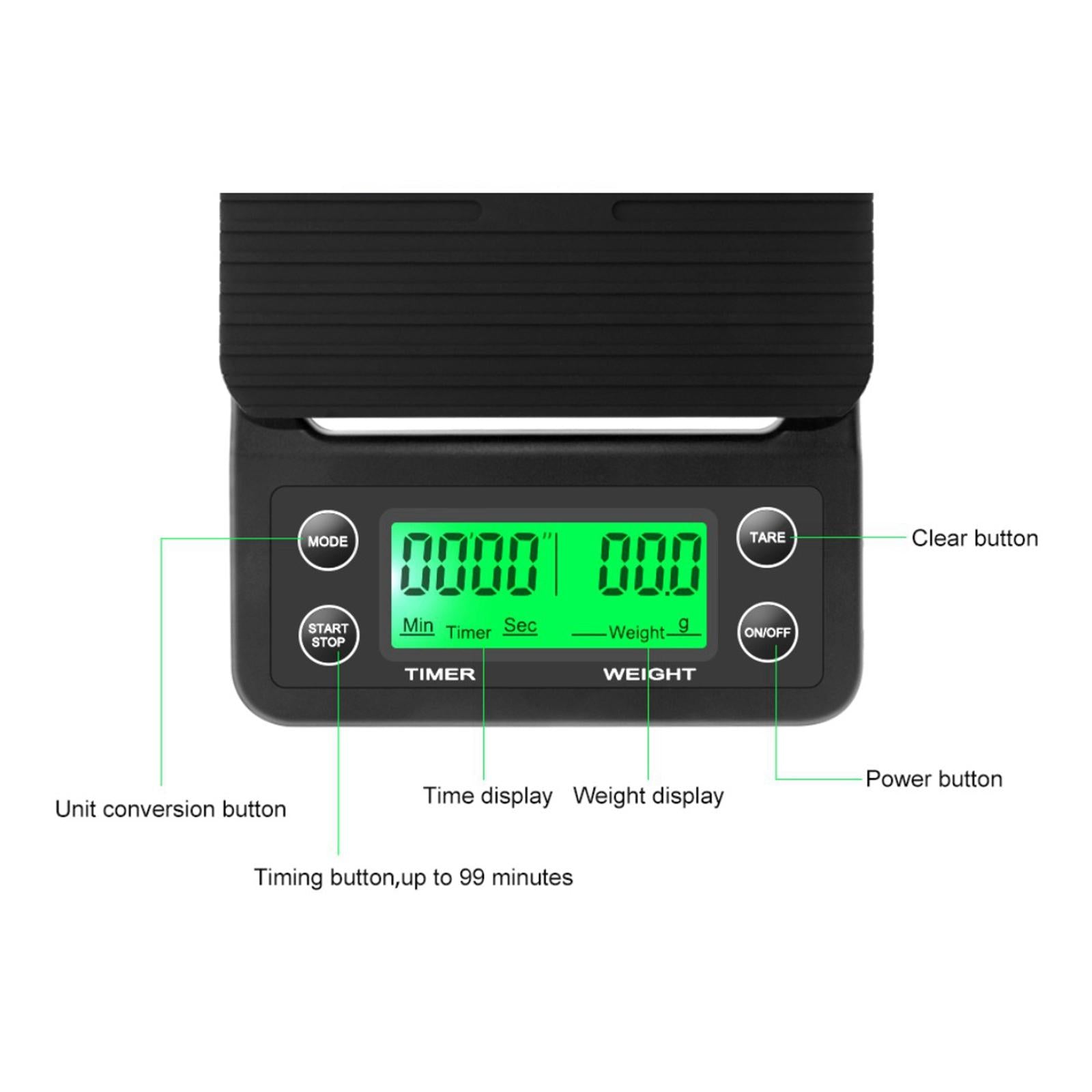 Coffee Scale with Timer Pour Over Coffee Espresso Scale 5kg without Battery