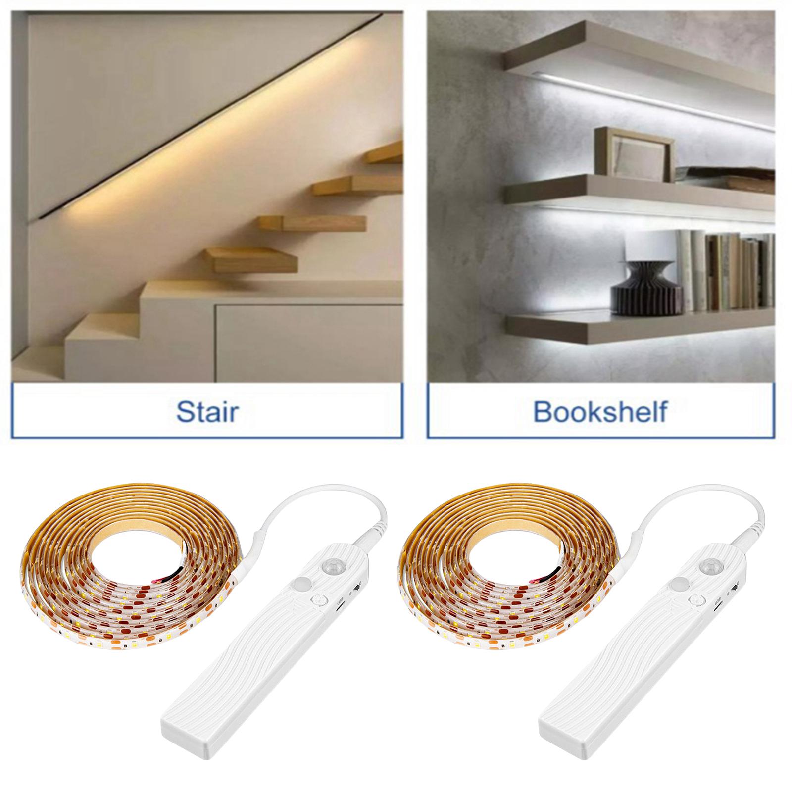 PIR Motion LED Strip Night Lights Bedside Lamp 3000K Warm White 3m