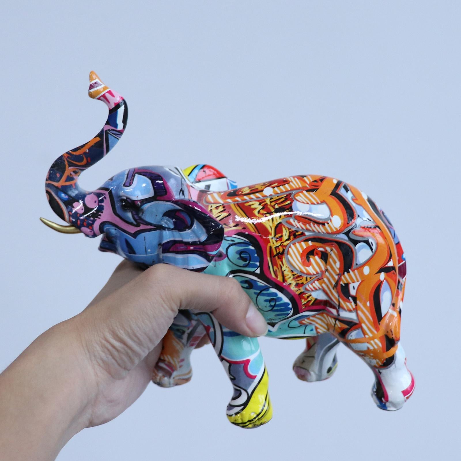 Colorful Elephant Figurine Resin Craft Animal Statue Sculpture Home Decor