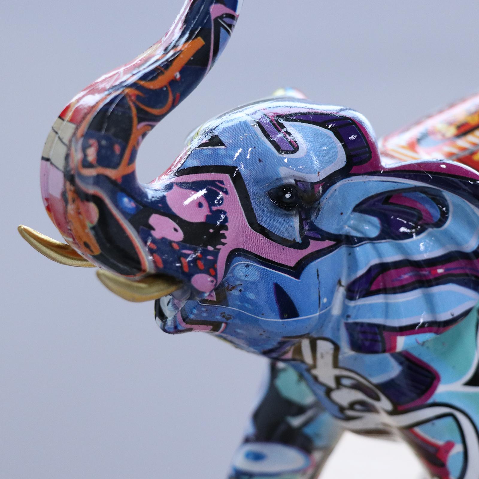 Colorful Elephant Figurine Resin Craft Animal Statue Sculpture Home Decor