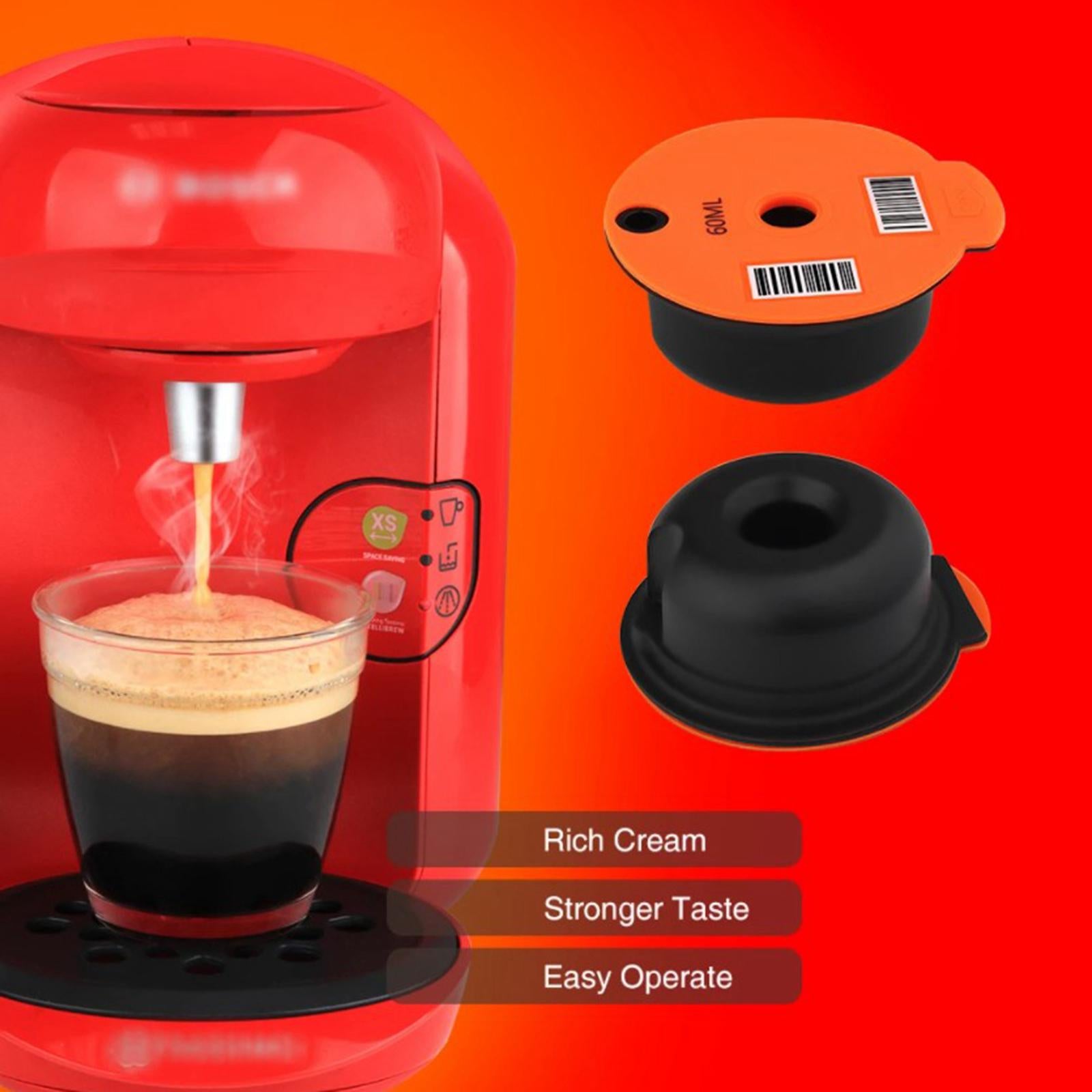 Reusable PP Coffee Capsule Pod Slicone Lid for Bosch Tassimo 60ml