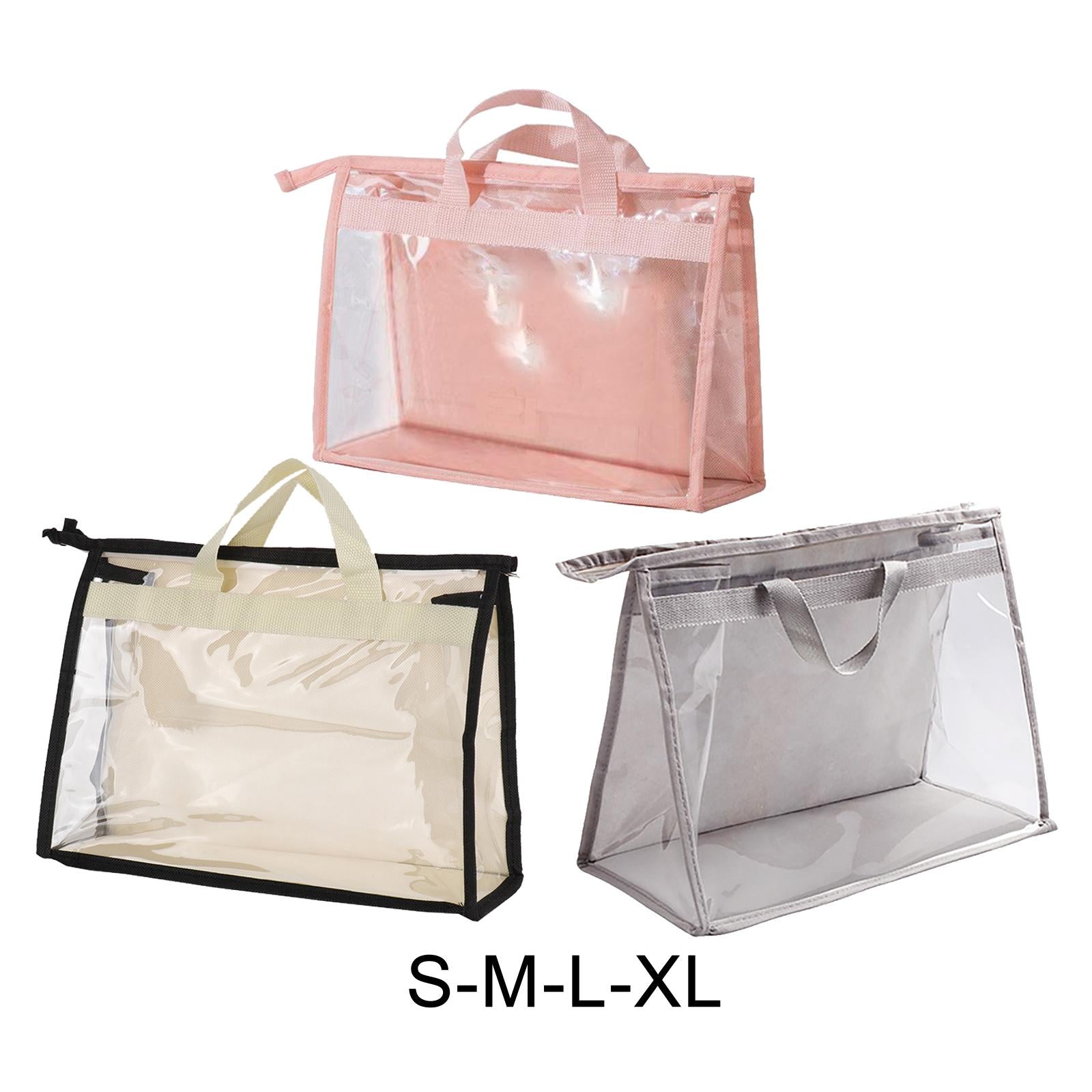 Handbag Organizer for Wardrobe Closet Transparent Storage Container Pink S