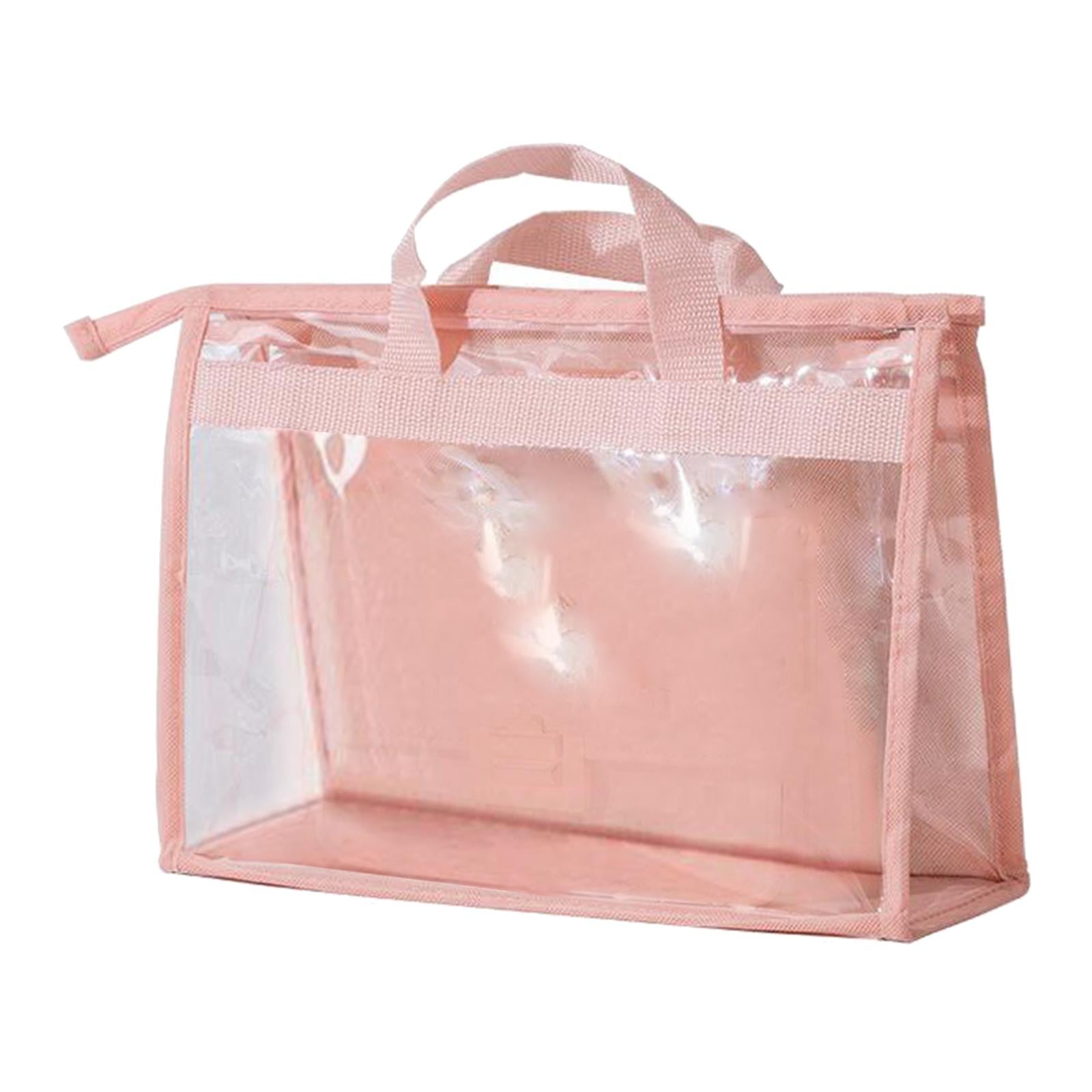 Handbag Organizer for Wardrobe Closet Transparent Storage Container Pink XL
