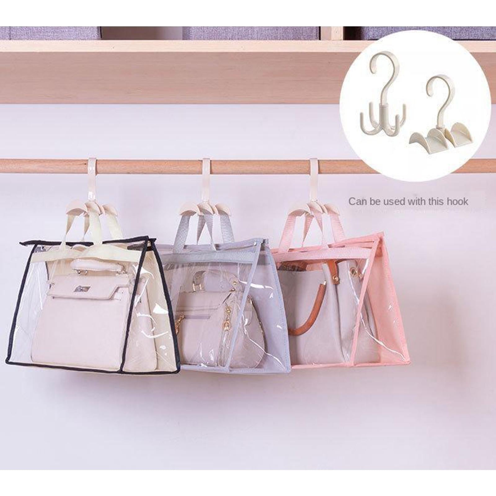 Handbag Organizer for Wardrobe Closet Transparent Storage Container Grey S