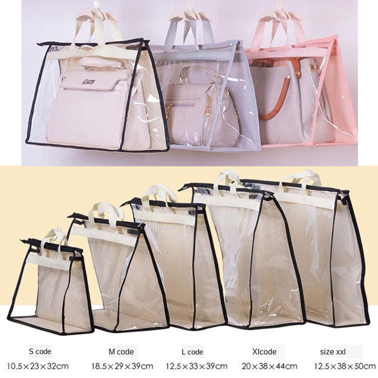 Handbag Organizer for Wardrobe Closet Transparent Storage Container Grey S