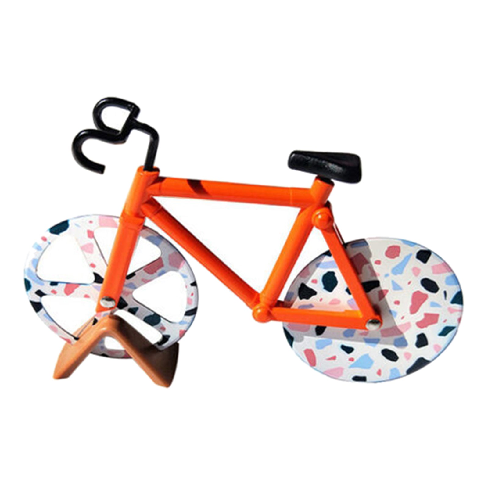 Bicycle Pizza Cutter Bike Roller Pizza Slicer Kitchen Pizza Cutter Orange