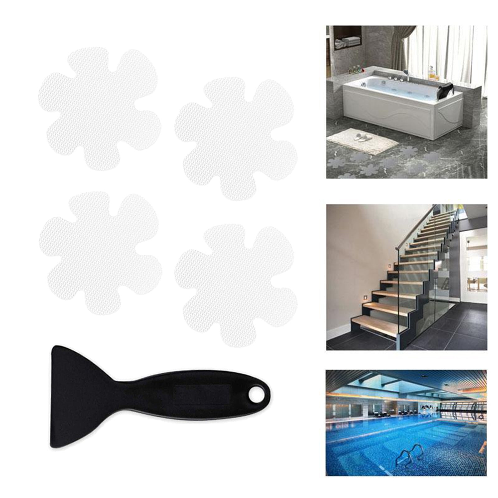 20Pcs Safety Treads Non-Slip Applique Stickers Bathtub Shower Mat White