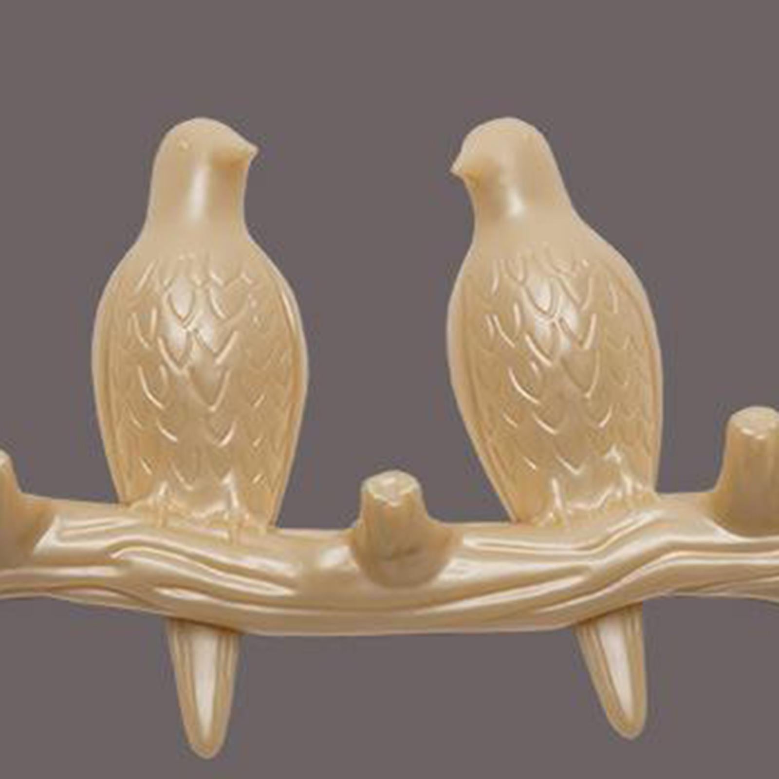 Creative Birds Wall-mounted Art Hanger Cap Holder Storage Home Decor Gift pearl 2 bird