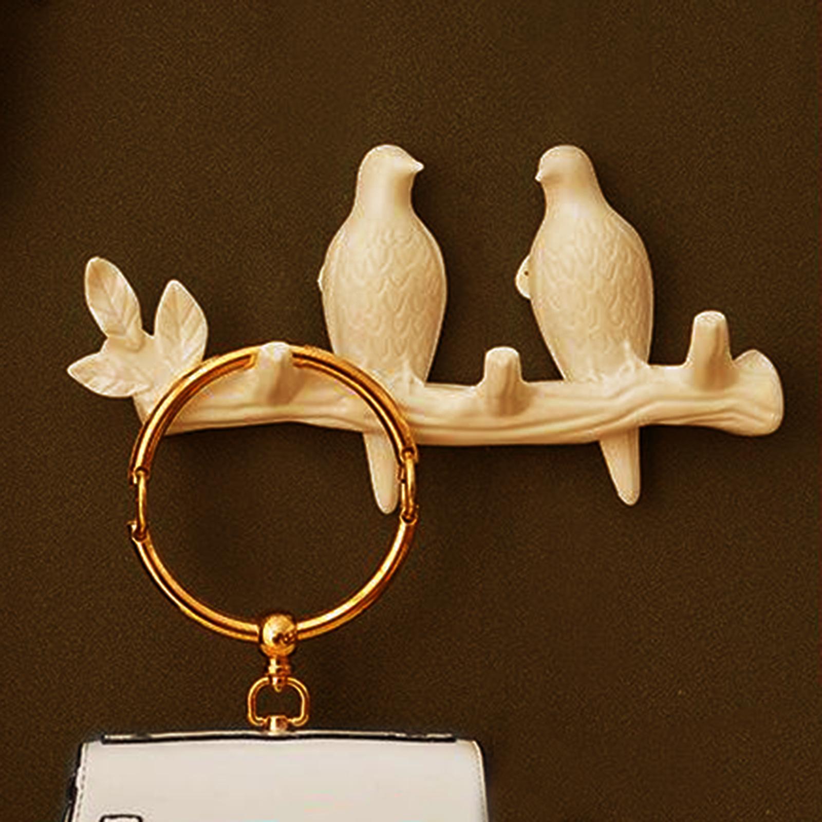 Creative Birds Wall-mounted Art Hanger Cap Holder Storage Home Decor Gift pearl 2 bird