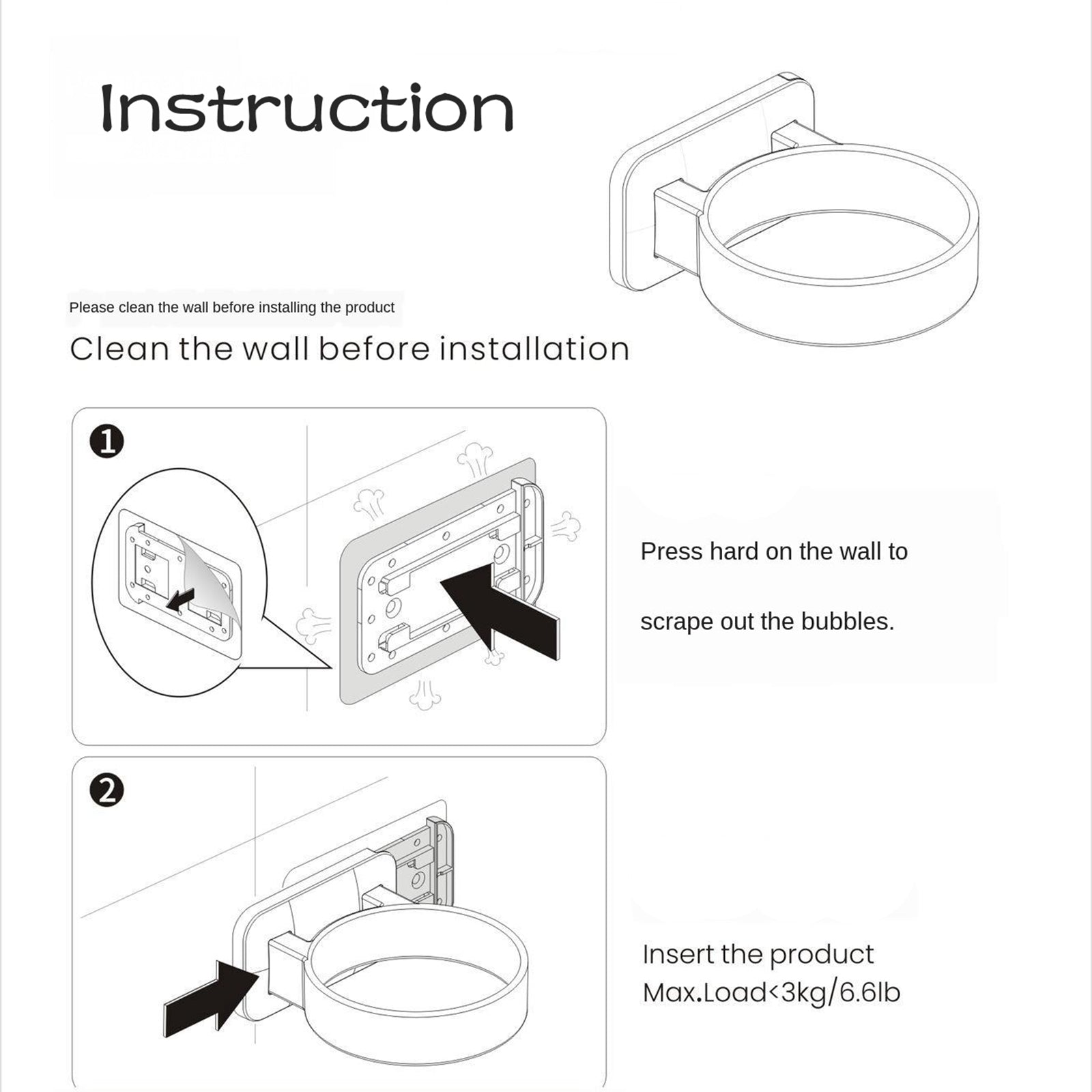 Hair Dryer Rack Bathroom Hair Dryer Holder Wall Mount for Bathroom Black