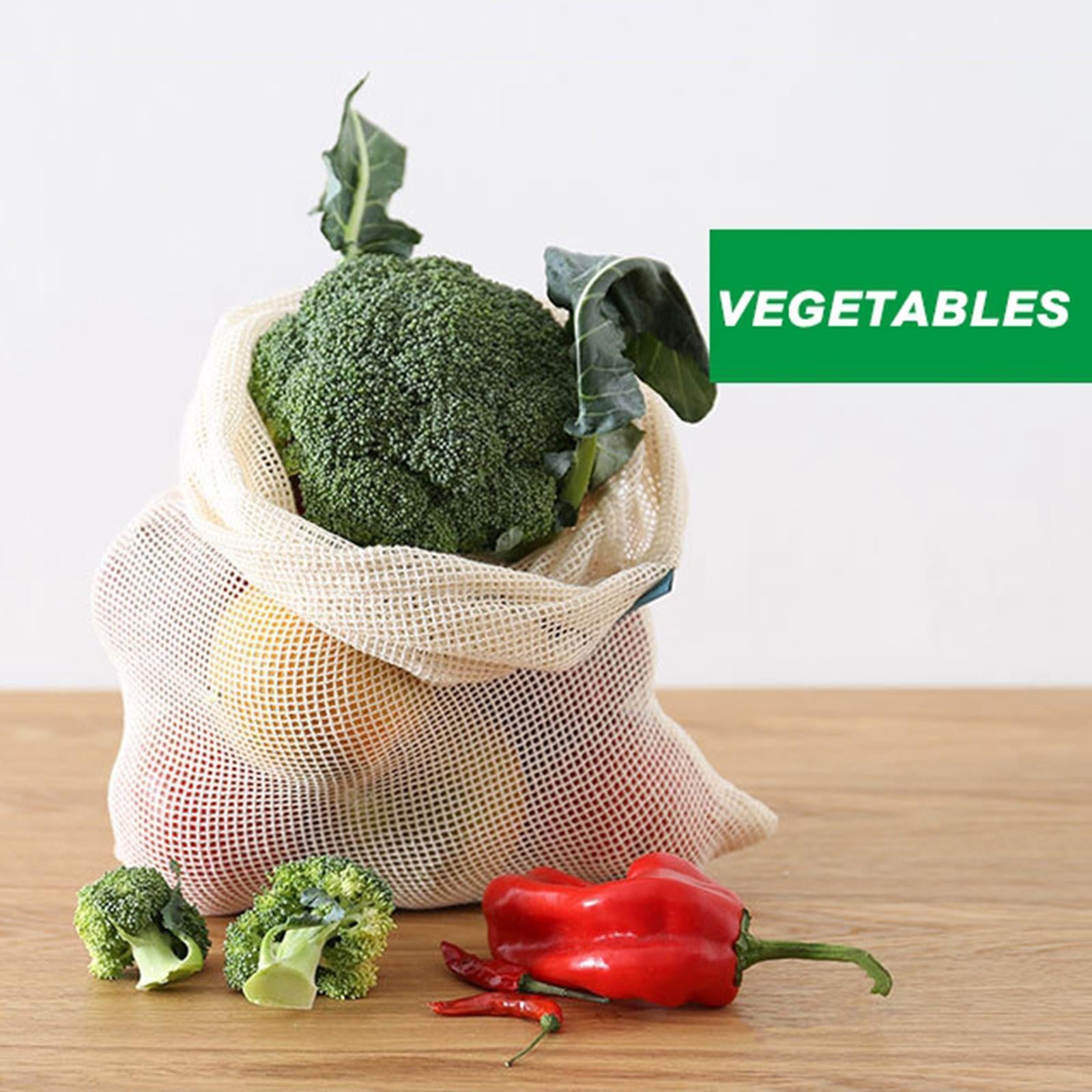 Cotton Mesh Vegetable Bags Produce Bag Storage Bag 3pcs Silver Buckle