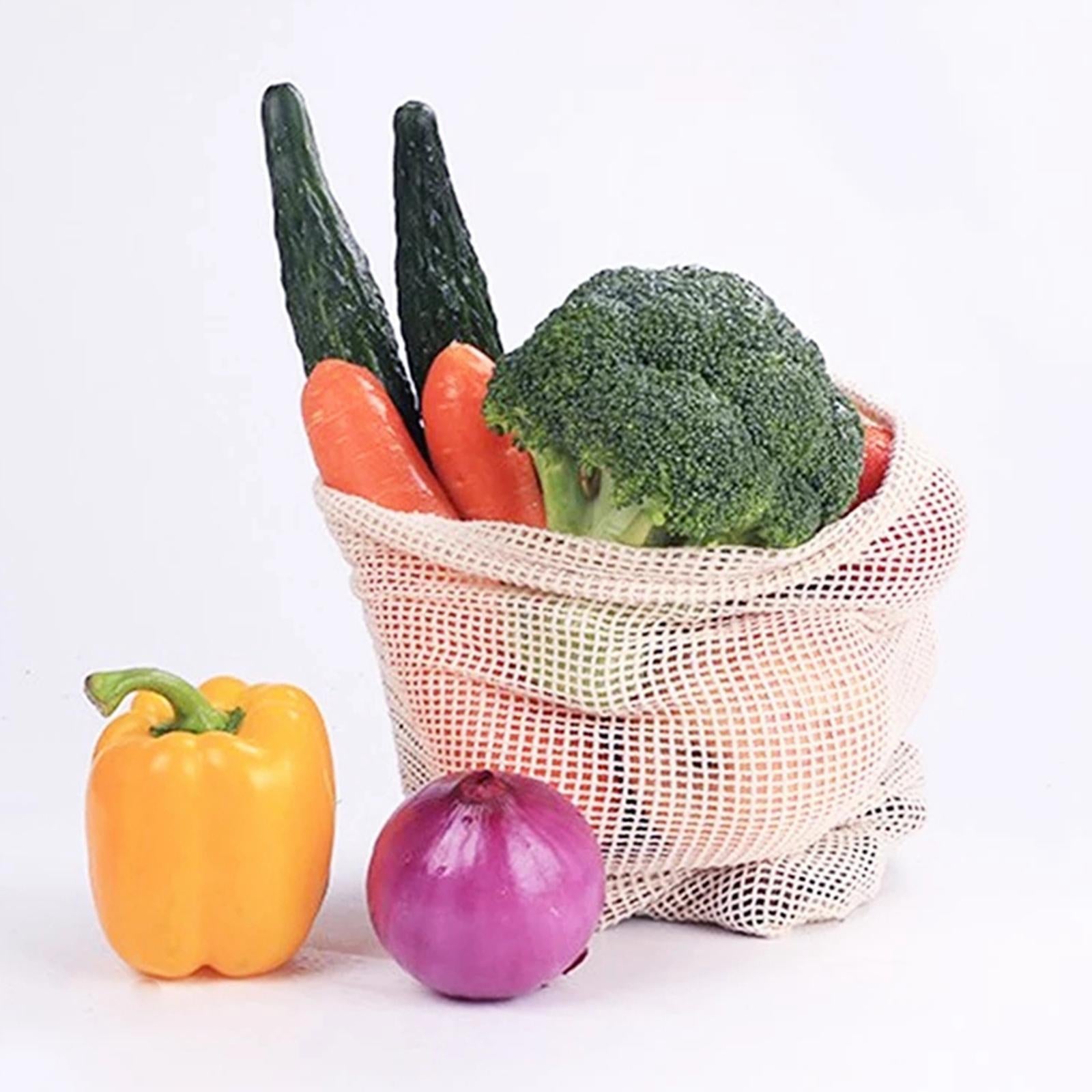 Cotton Mesh Vegetable Bags Produce Bag Storage Bag 3pcs Silver Buckle