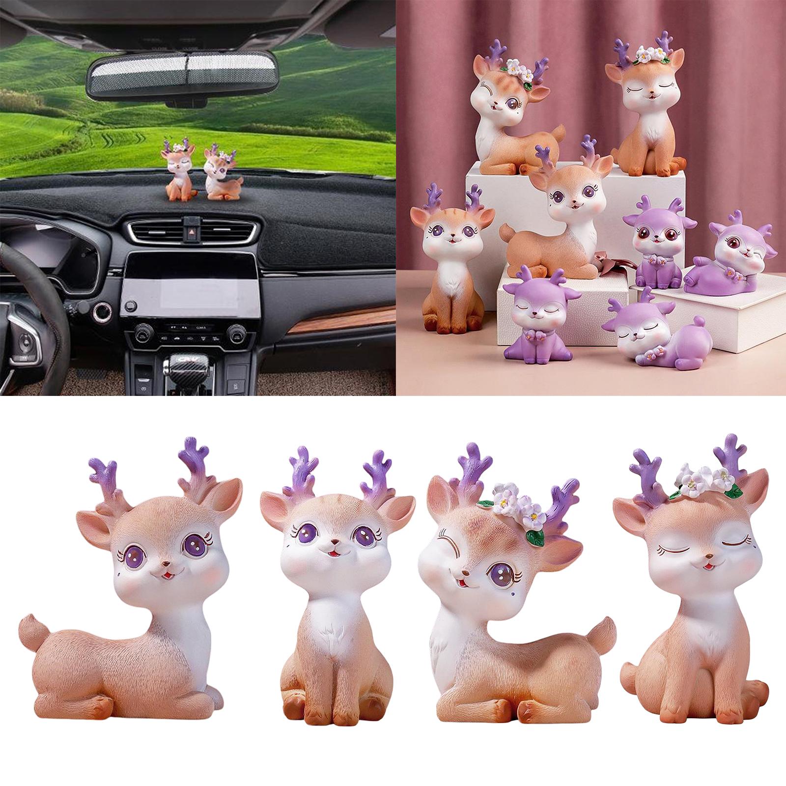 Resin Mini Deer Figurines Miniature Animal Statues Bonsai Garden Style 1