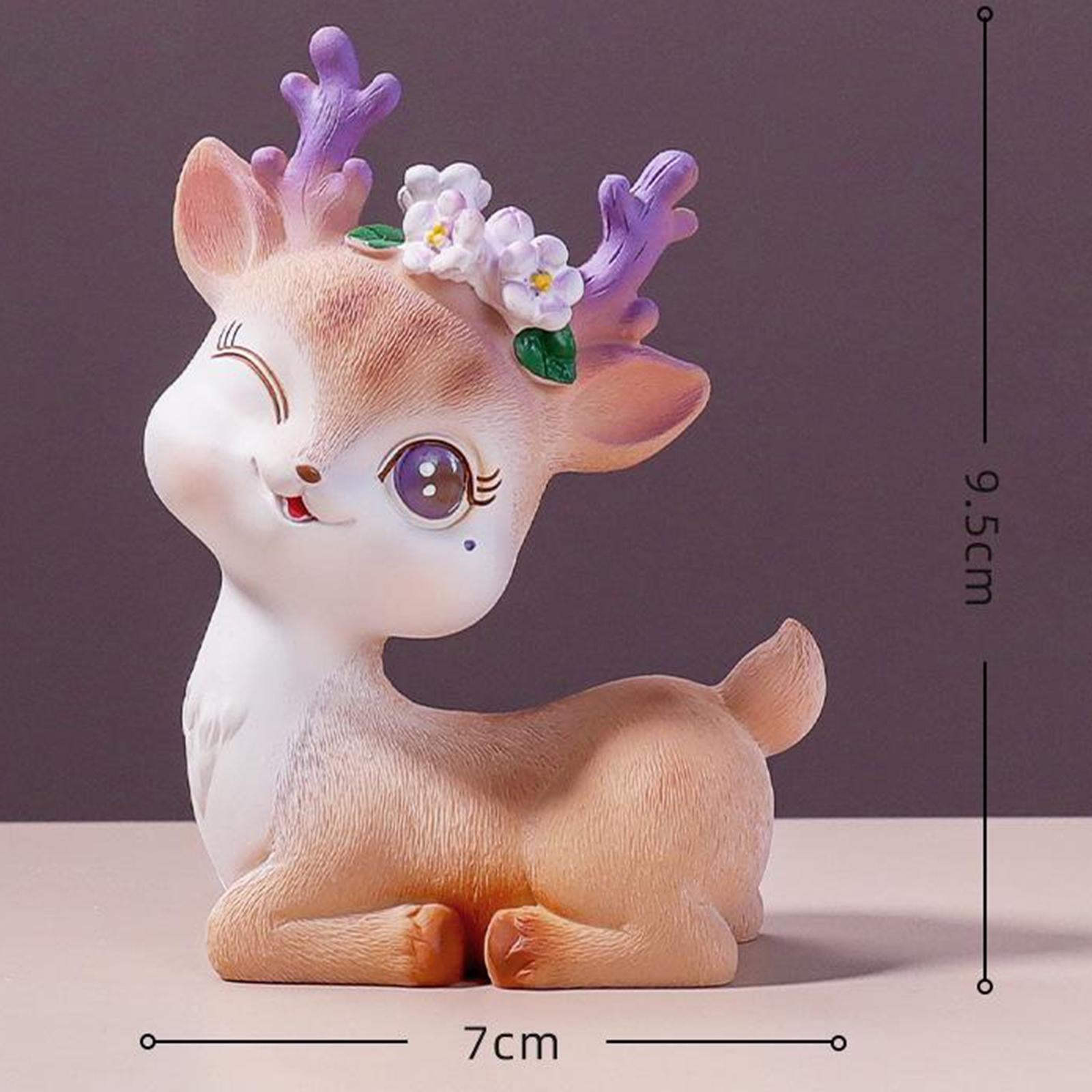 Resin Mini Deer Figurines Miniature Animal Statues Bonsai Garden Style 2