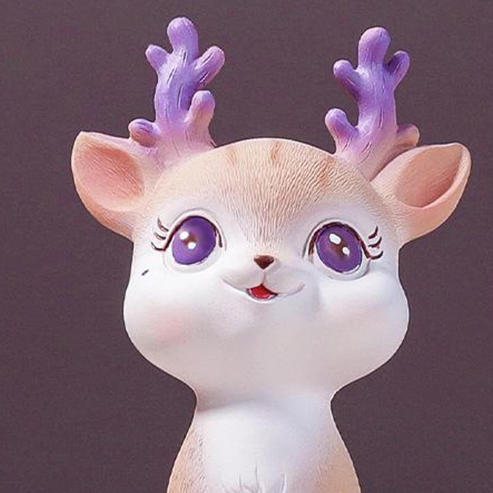 Resin Mini Deer Figurines Miniature Animal Statues Bonsai Garden Style 3