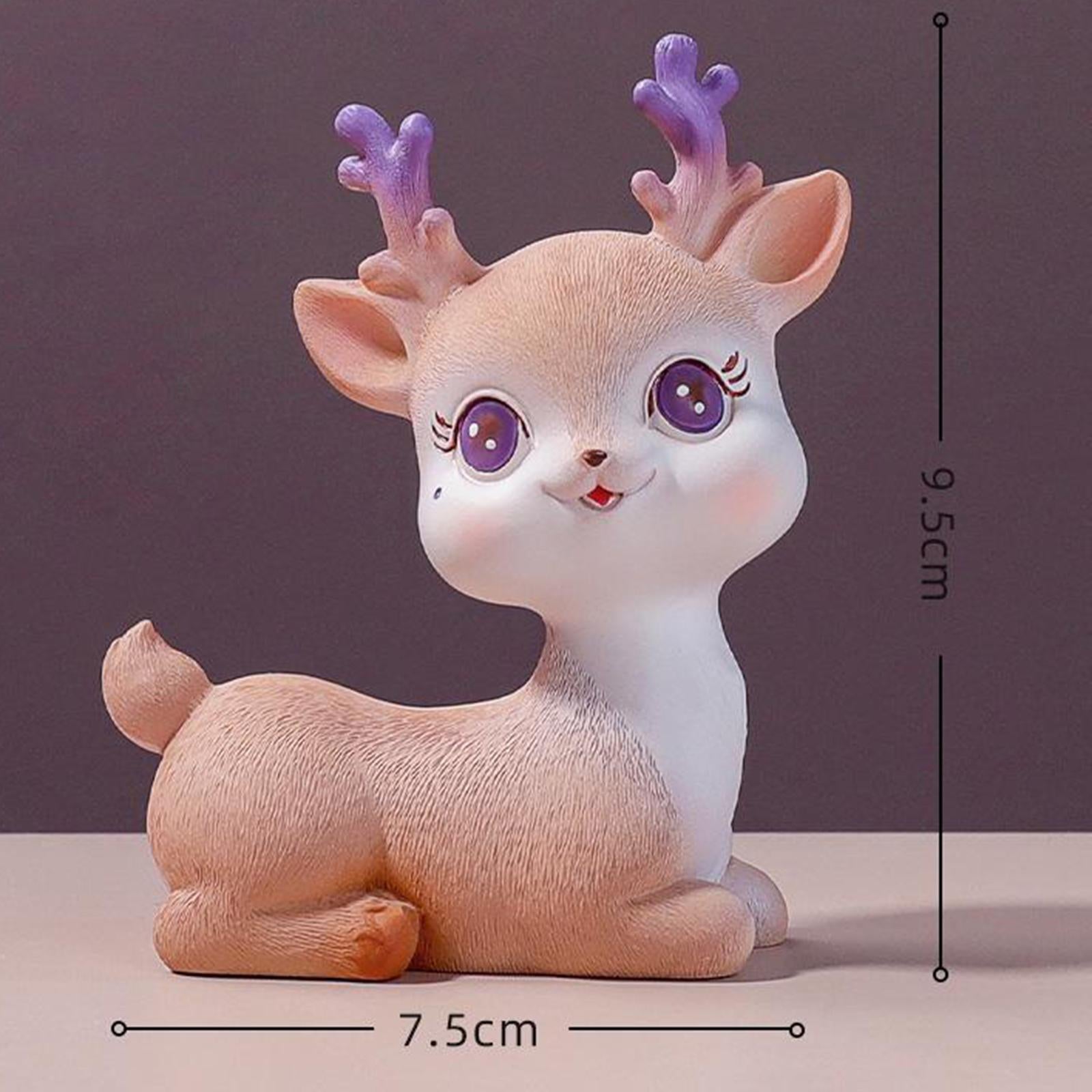 Resin Mini Deer Figurines Miniature Animal Statues Bonsai Garden Style 4