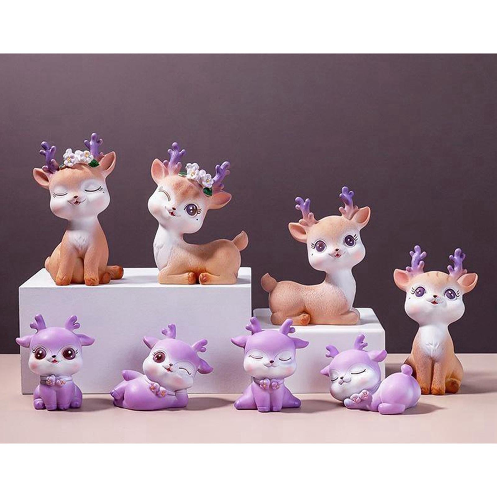 Resin Mini Deer Figurines Miniature Animal Statues Bonsai Garden Style 4
