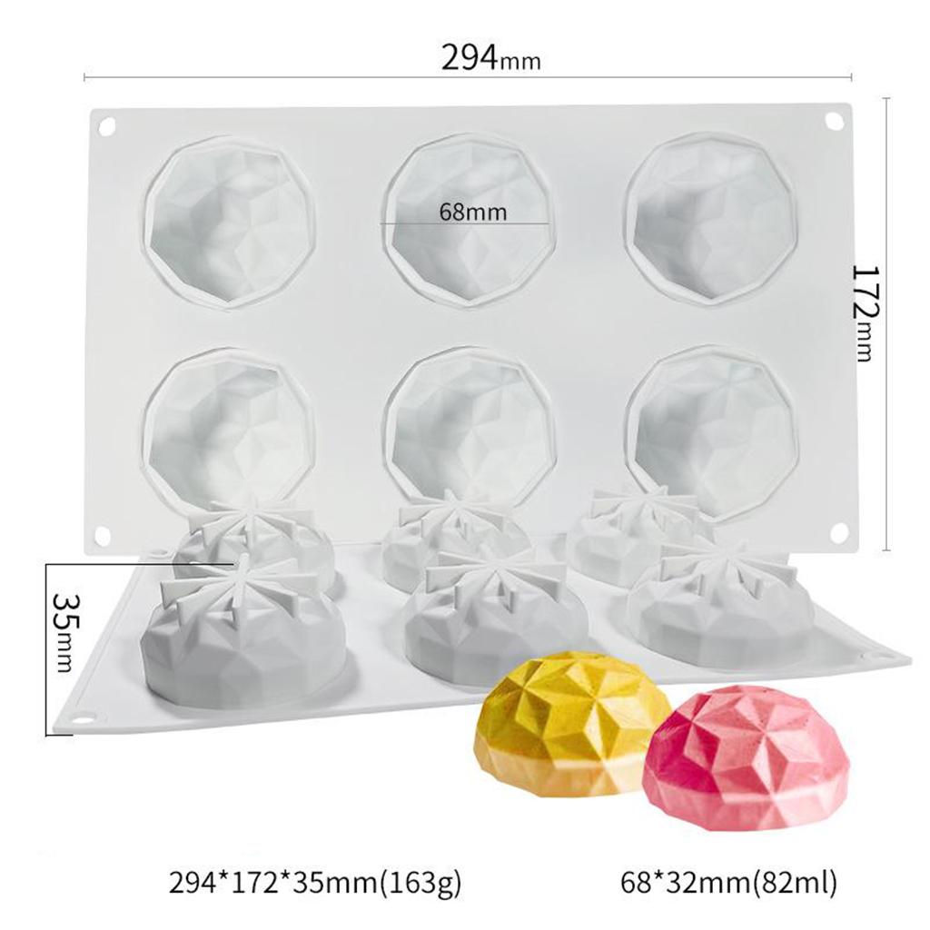 Diamond Silicone Mold Hot Chocolate Bomb Ice Cube Tool Making Mould 6 Hole B