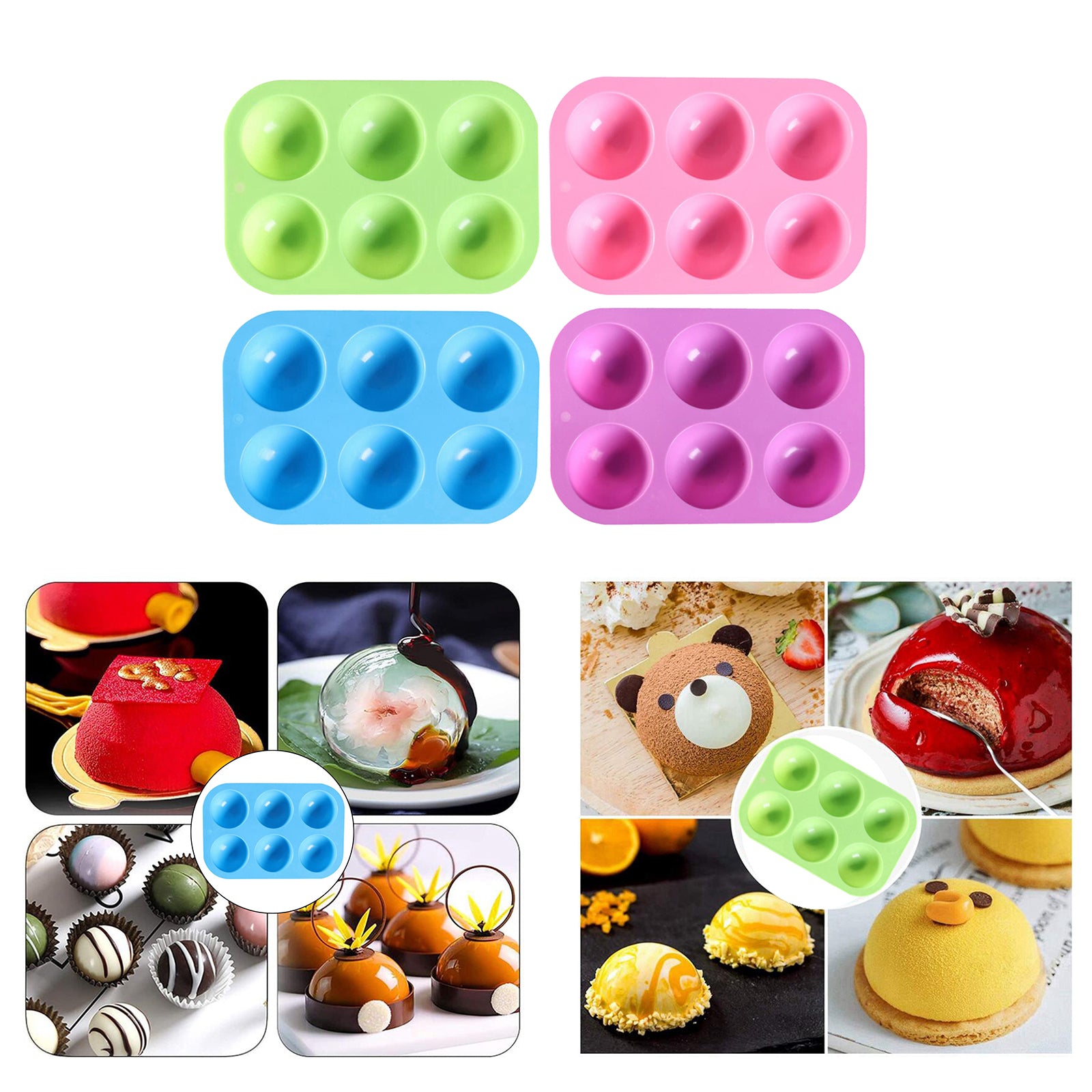 6 Hole Silicone Mold Muffin Pan for Jelly Bread Cookie Baking Tools Purple