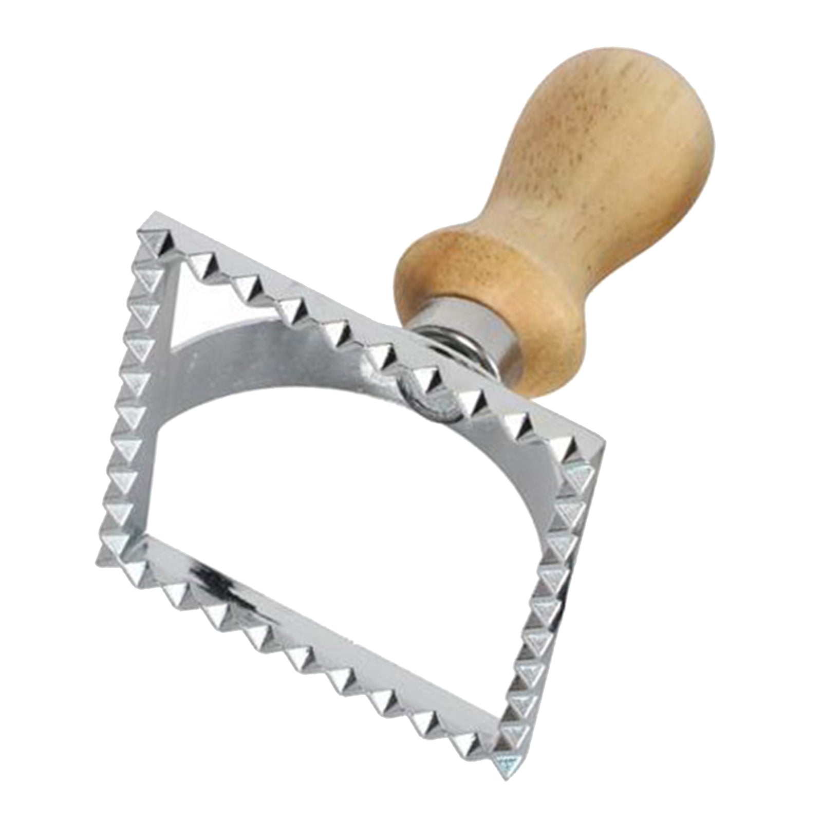 Steel Ravioli Stamp Maker Cutter Pasta Maker Mold & Wooden Handle Square