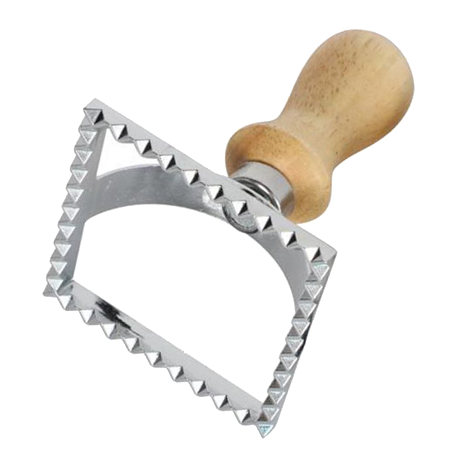Steel Ravioli Stamp Maker Cutter Pasta Maker Mold & Wooden Handle Square