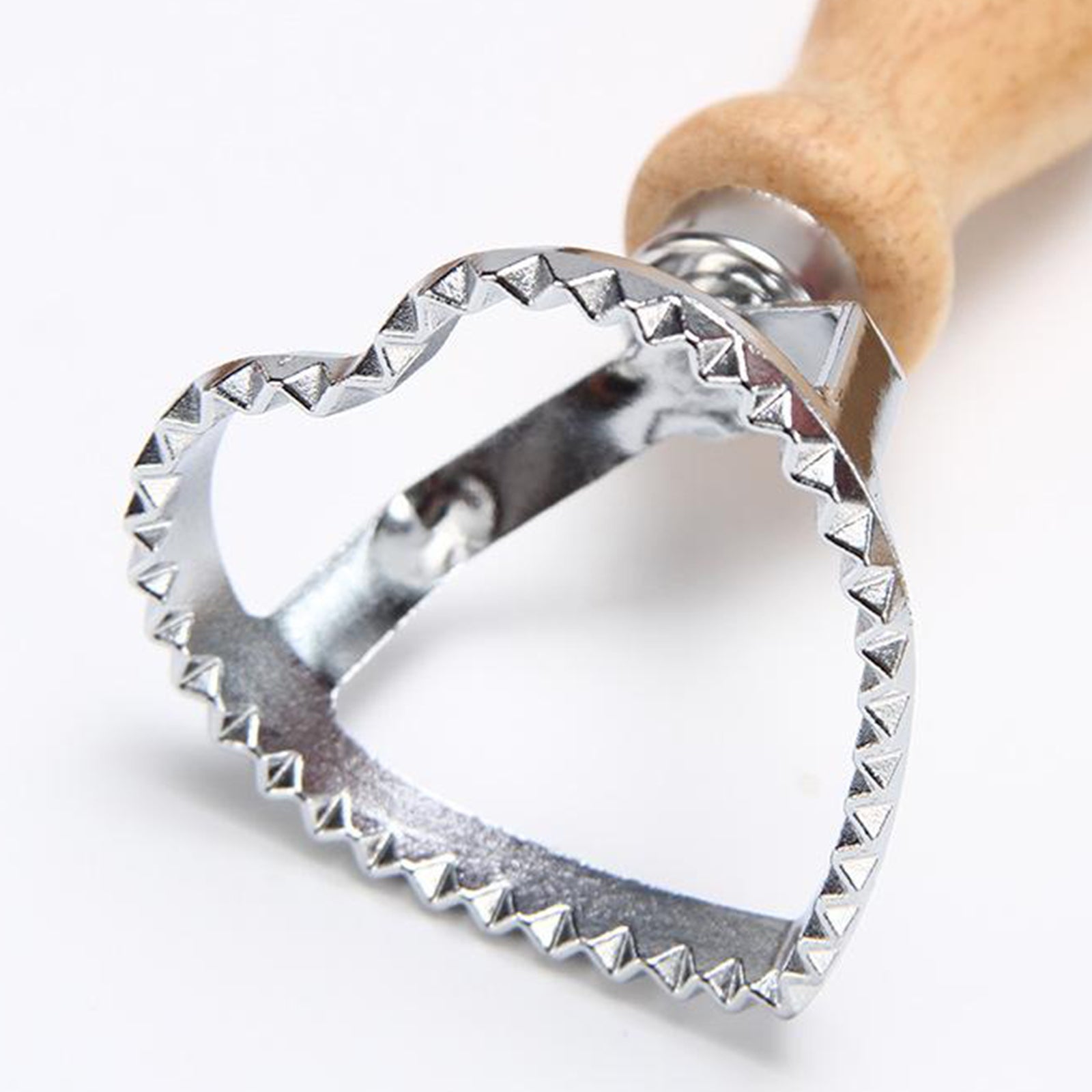 Steel Ravioli Stamp Maker Cutter Pasta Maker Mold & Wooden Handle Heart