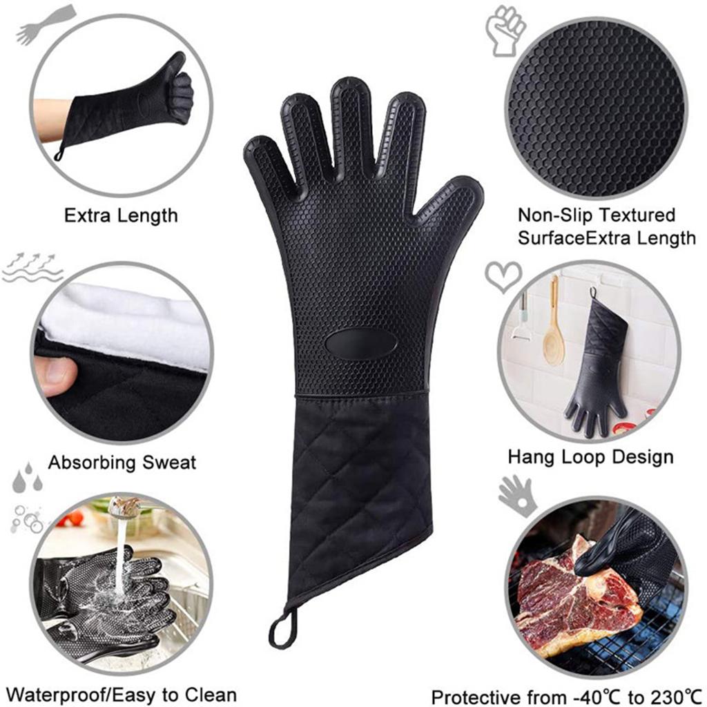 BBQ Gloves Oven Gloves Heat Resistant Silicone Kitchen Mitts Gloves